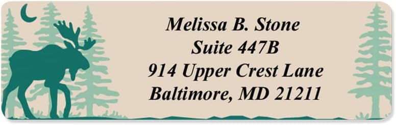 Brushed Moose Designer Rolled Address Labels with Elegant Plastic Dispenser - Lumora Desk