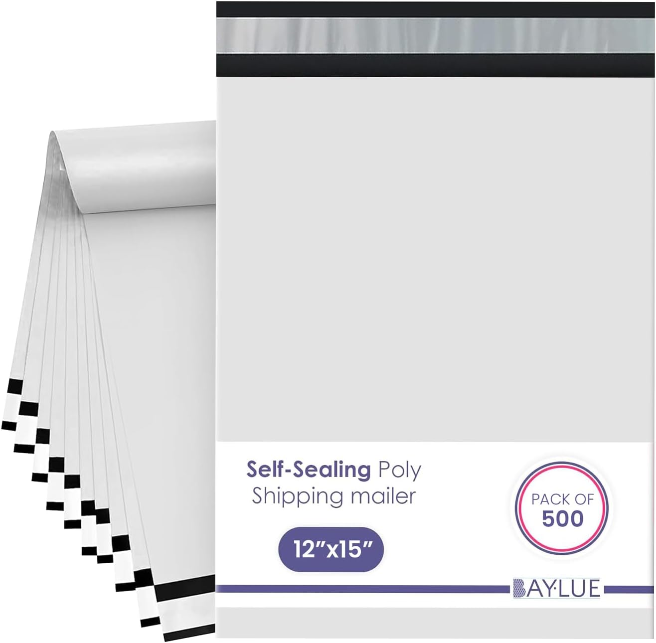 White Large Poly Mailers 12x15.5 Inch | Strong Adhesive Self-Seal Mailer Bag | Tear, Tamper, Water Resistant Shipping Envelopes | Thick Strong polymailer Bags | Clothing Shipping Bags | 500 Pcs Bulk - Lumora Desk