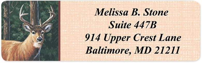 Deer Designer Rolled Address Labels with Elegant Plastic Dispenser - Lumora Desk