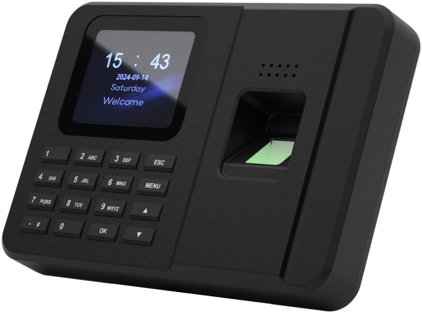 Time Clocks for Employees Small Business, Fingerprint + PIN, Biometric Clock in and Out Machine for Employees, No Monthly Fee, No Software Required