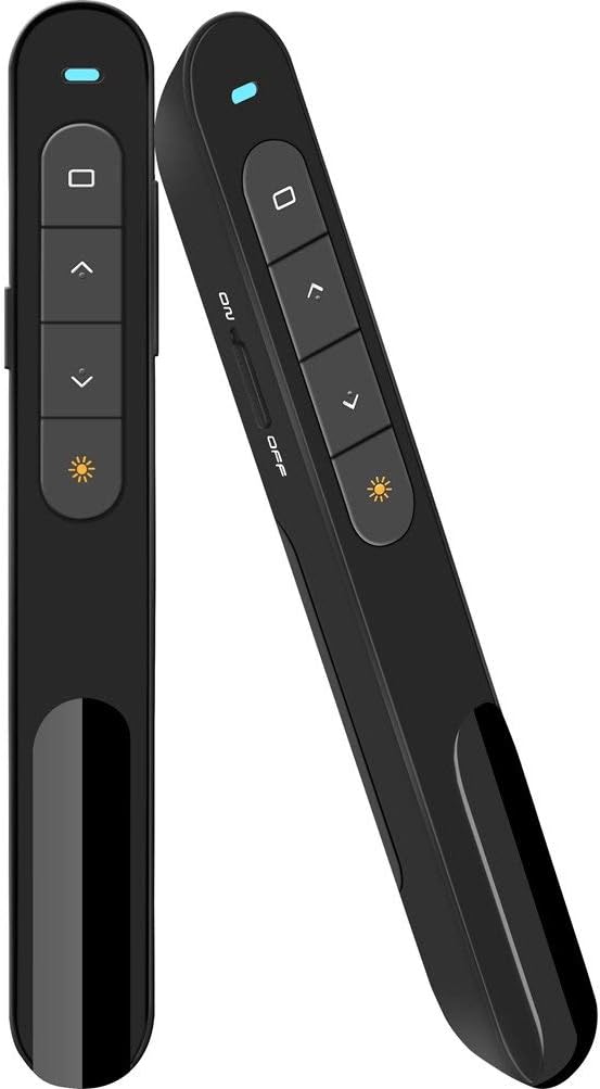 Wireless Presenter, Hyperlink Volume Control Presentation Clicker RF 2.4GHz USB PowerPoint Clicker Presentation Remote Control Pointer Slide Advancer (Black)