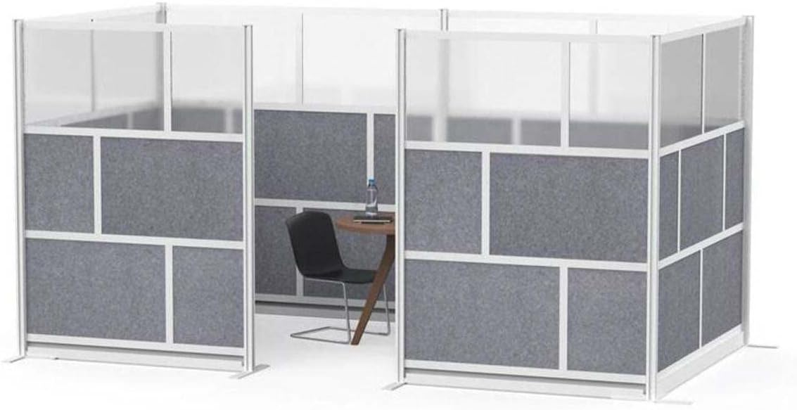 Stand Up Desk Store Expanse Modular Wall | 70'' x 70'' Wall | Expandable Partition Room Divider with Rearrangeable Frosted Acrylic & Sound Absorbent Panels (Silver Frame)