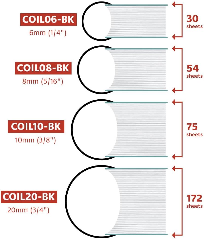 TruBind 10mm (3/8 in.) Spiral Binding Coils for Reports, Presentations and Proposals | 4:1 Pitch | 12 in. Length | Black | 75 Sheets Binding Capacity | 100 Pack