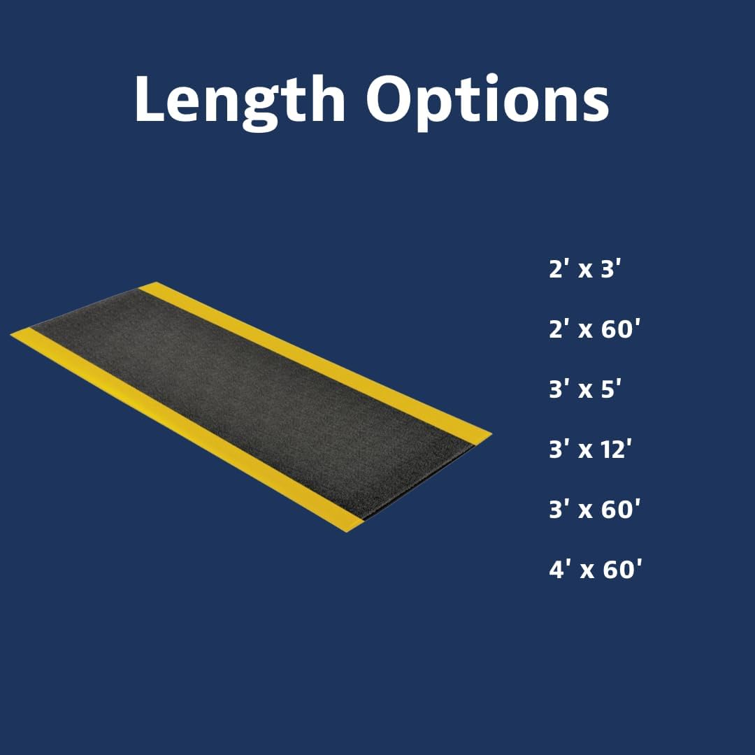 Notrax 411 Sof-Tred™ 3' x 5' x 3/8" Anti Fatigue Mat, Enhanced Slip Resistance with Beveled Edges and Pebbled Surface, Ideal for Industrial and Commercial Workplaces, Black/Yellow, 411S0335BY