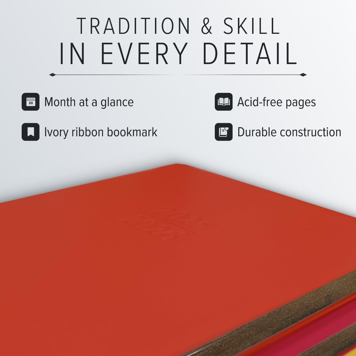 Gallery Leather Academic Planner 2025-2026, Teacher and Student Weekly Monthly Planner, Elegantly Bound Calendar with Gold-Gilded Page Edges, 18 Months - Acadia Burgundy - 9x7"