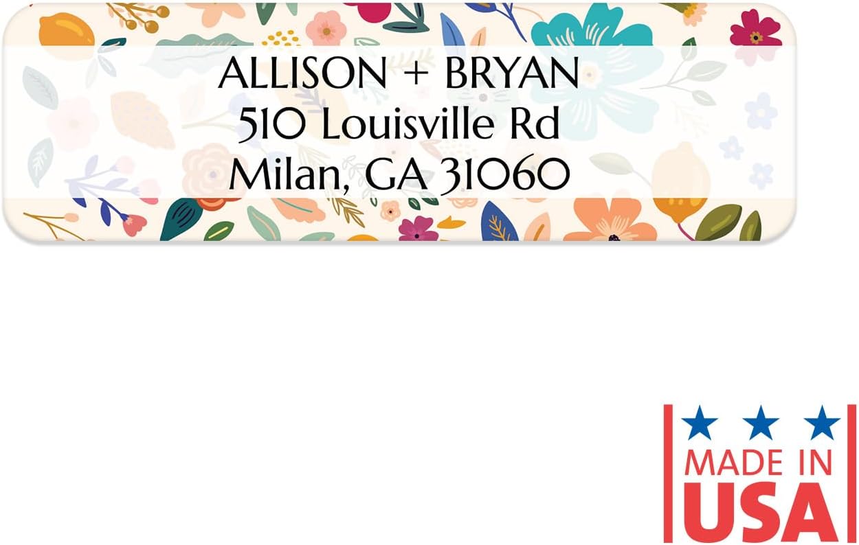 Multicolored Floral Print Rolled Address Labels / 500 Personalized Return Address Labels/Designer Address Stickers in Elegant Plastic Dispenser - Lumora Desk
