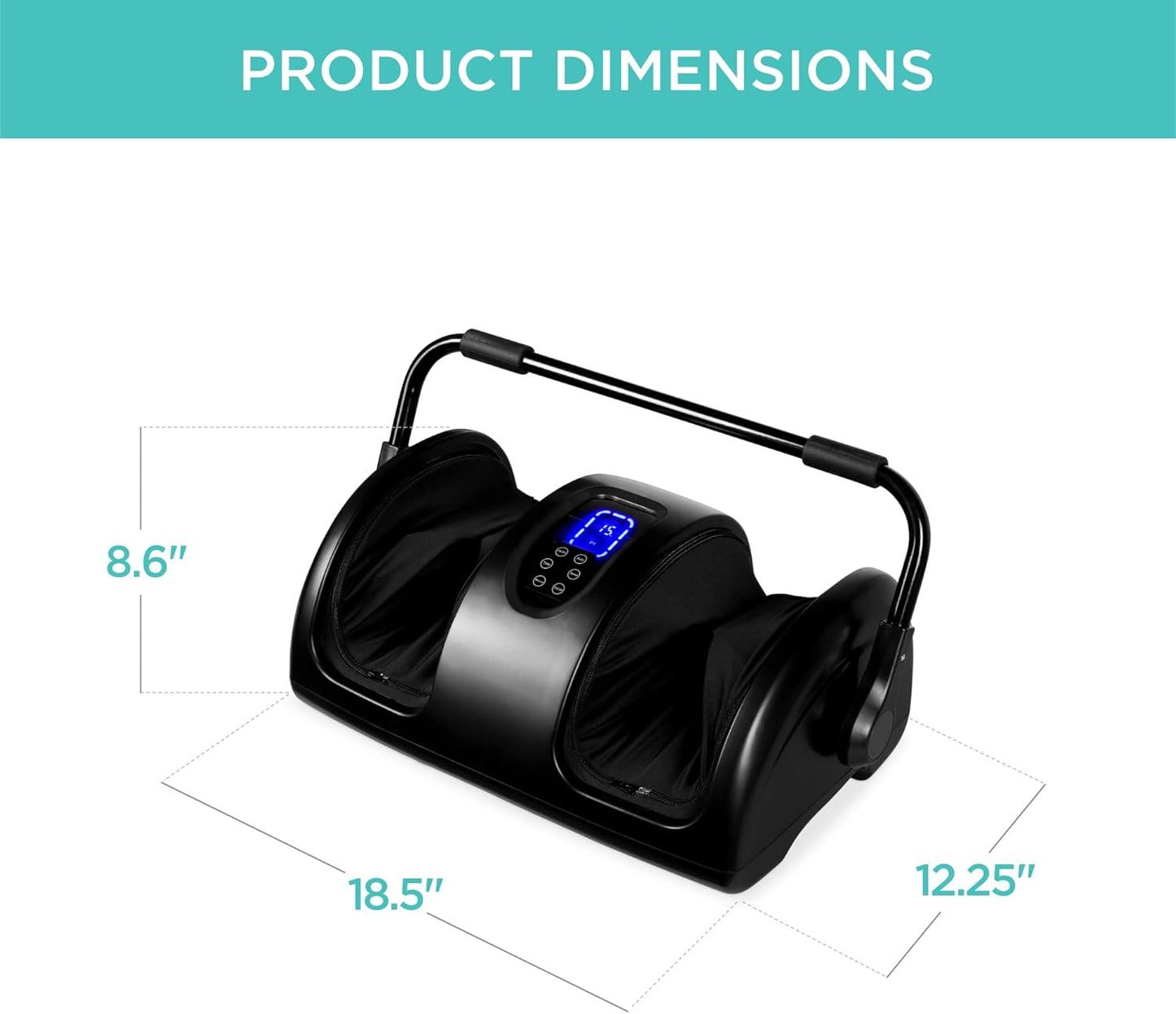 Best Choice Products Shiatsu Foot Massager with Heat for Plantar Fasciitis & Neuropathy, Kneading Foot & Calf Massager with Remote, 360° Adjustable Handle, Rolling & Compression Massage - Satin Black