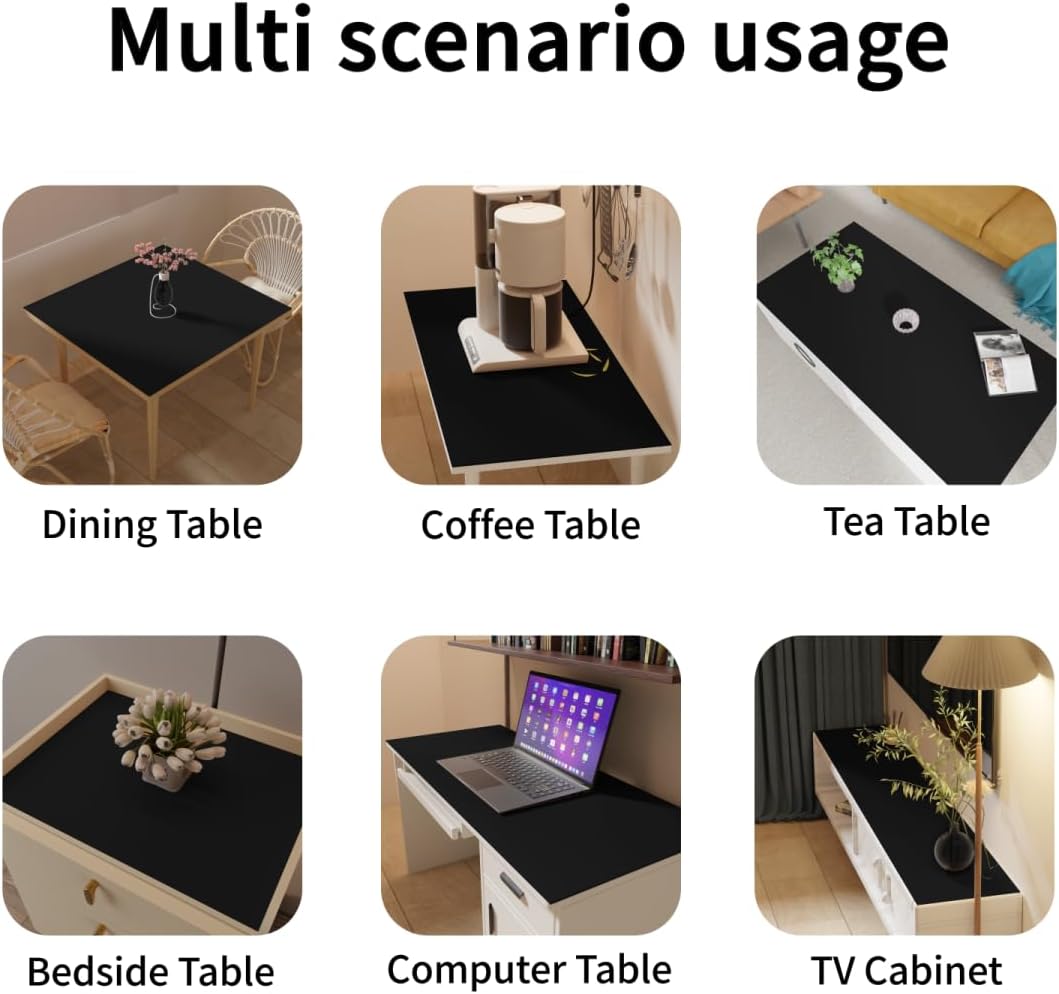 Large Desk Mat - 32x48 Inch Waterproof Easy to Clean Can Conceal Flaws Protector The Table Top from Scratches Used for Dining (Black+Black 32x48)