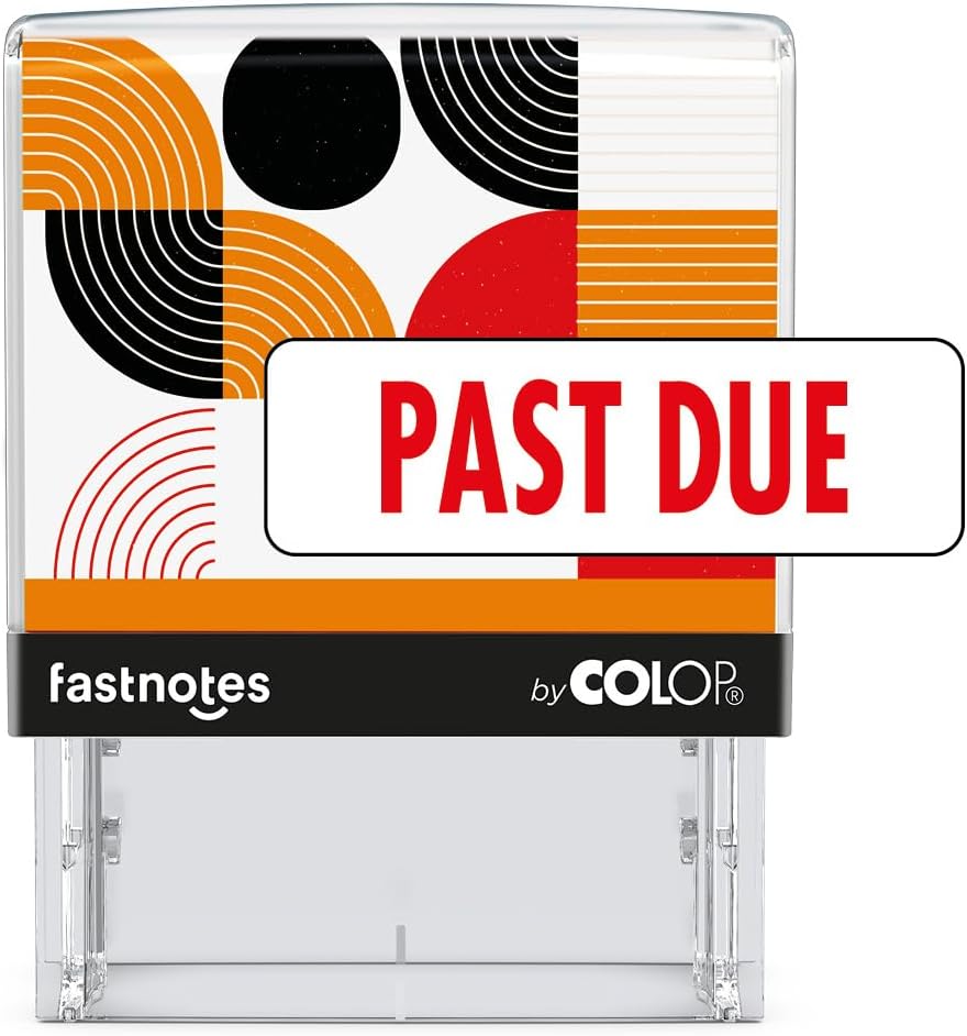 Fastnotes Past Due Self-Inking Rubber Stamp by COLOP - Great for Office Documents, Notary, Warehouse, Accounting Paperwork, Business, and Legal Documentation - Red Ink (Past Due- Red)