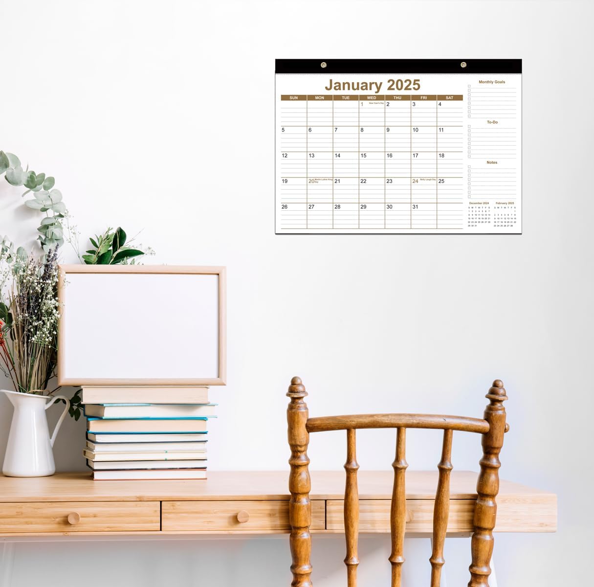 Desk Calendar 2025-2026 - 18 Months Calendar from January 2025 to June 2026, Desk Calendar 2025 with Thick Paper, 12" x 17", Brown