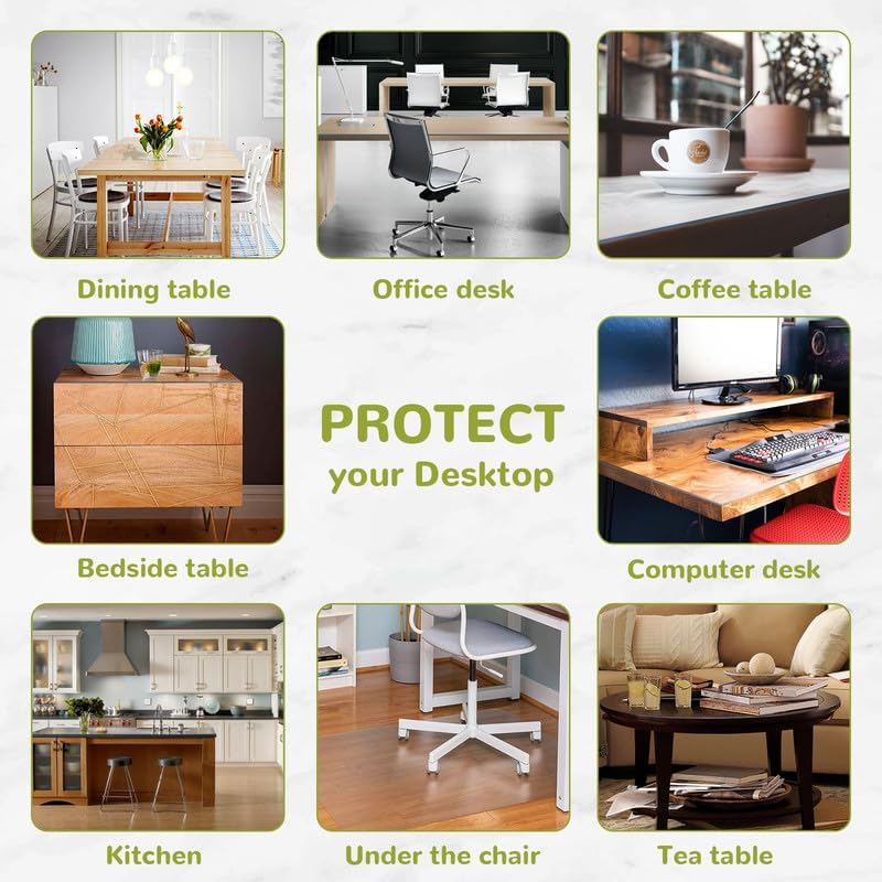 20 x 72 Inch Clear Table Cover Protector, 2mm Thick Clear Table Protector for Dining Room Table, Plastic Table Cover, Waterproof Table Pad for Kitchen, Office