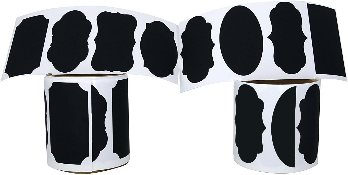216 Large Chalkboard Labels Premium Reusable Chalkboard Stickers 3MM White Chalk Marker Dual Tip: Bullet/Chisel Labeling Jars, Parties, Craft Rooms, Weddings Organize Your Home & Kitchen (6 Rolls)