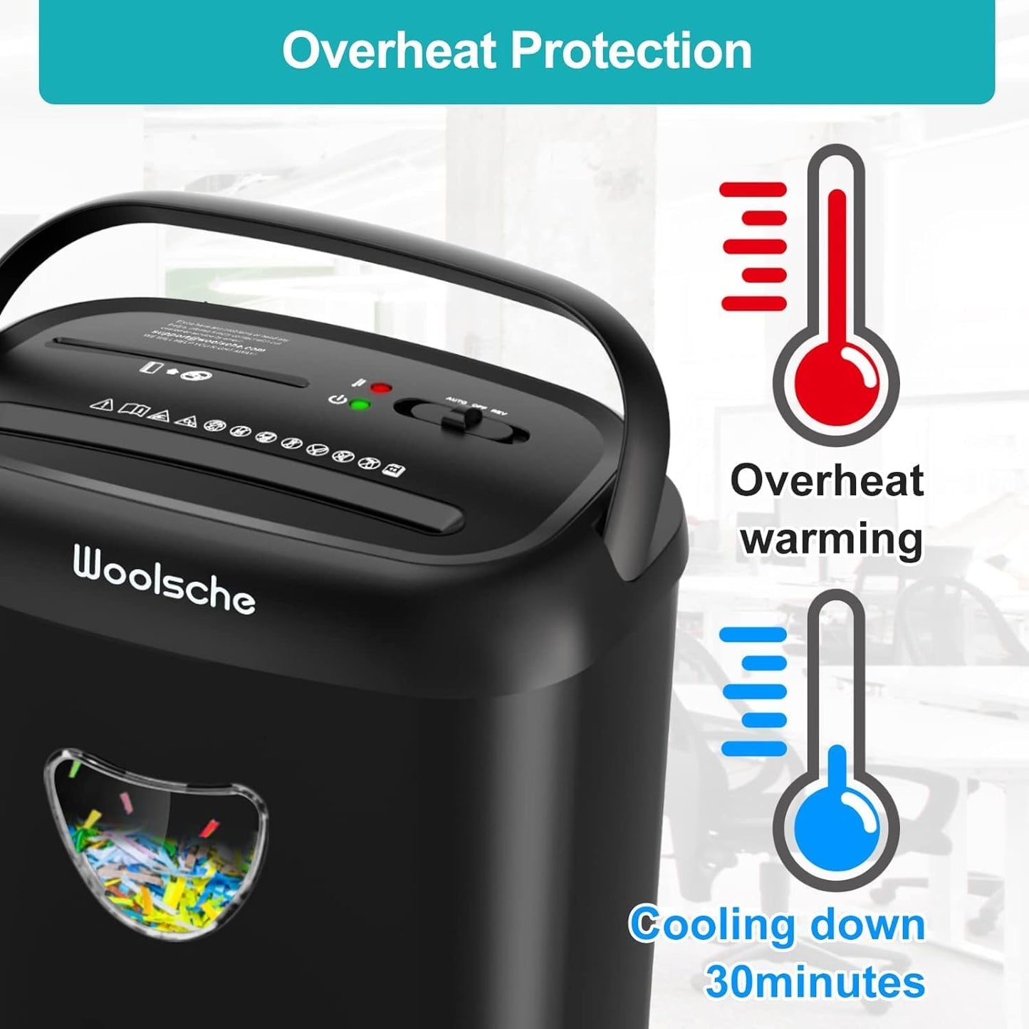 Paper Shredder,14-Sheet Cross Cut with 6.6-Gallon Basket, High Security Level P-4,3-Mode Design Shred Card/CD/Staple/Clip for Office