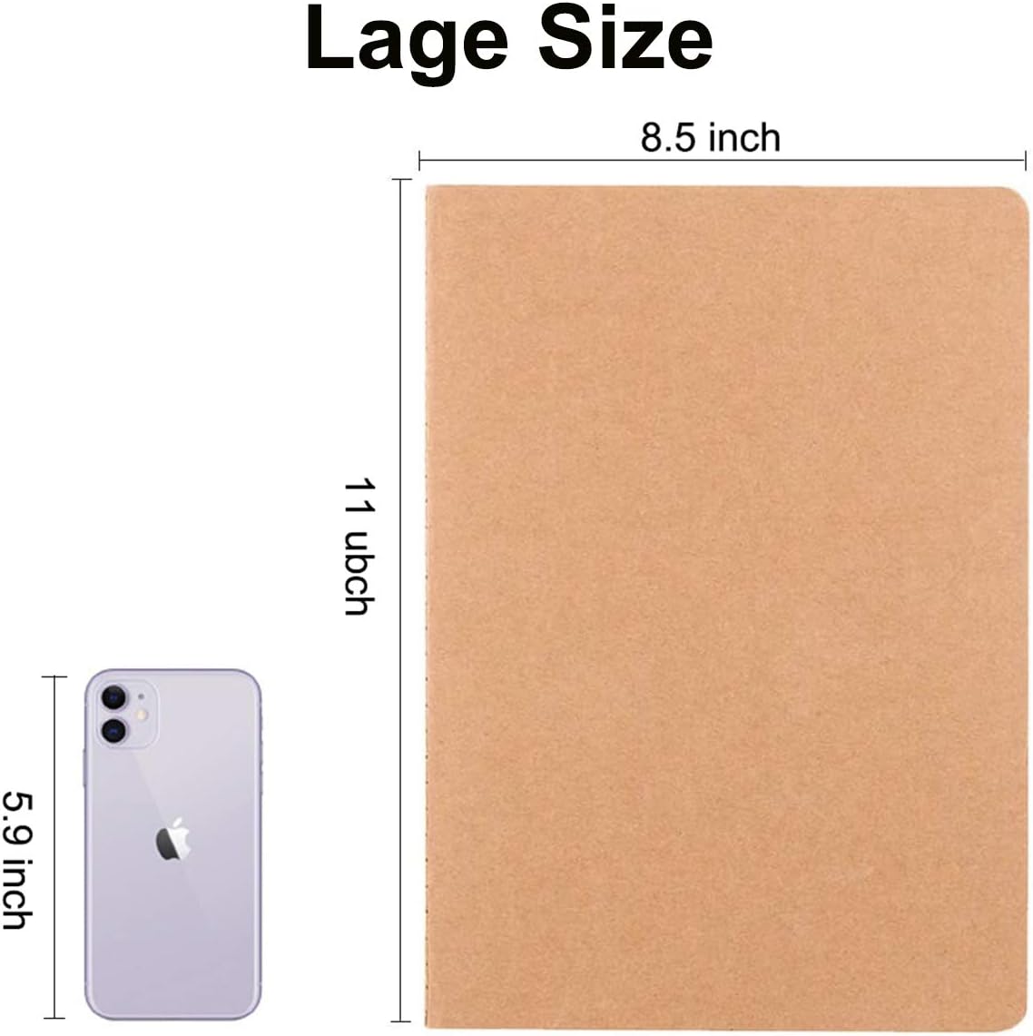 Large Blank Notebook Journals Bulk with Thick Plain Paper, 60 Pages, 8.5x11 inch, Sketchbook Composition Diary Subject Notebooks Planner for Students Office, Kraft Journal Set, 12 Pack