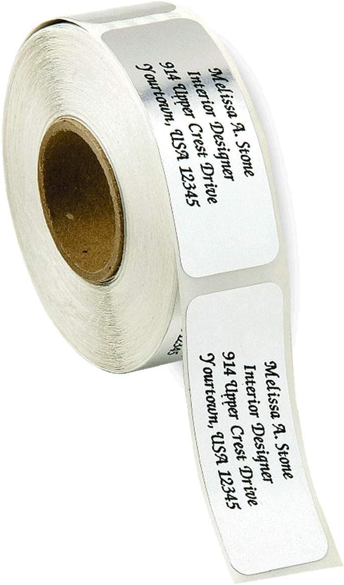 Personalized Return Address Labels, Roll of 250 Silver Foil Self-Adhesive Labels Without Dispenser, Customize with Name & Shipping Address, Colorful Images - Lumora Desk