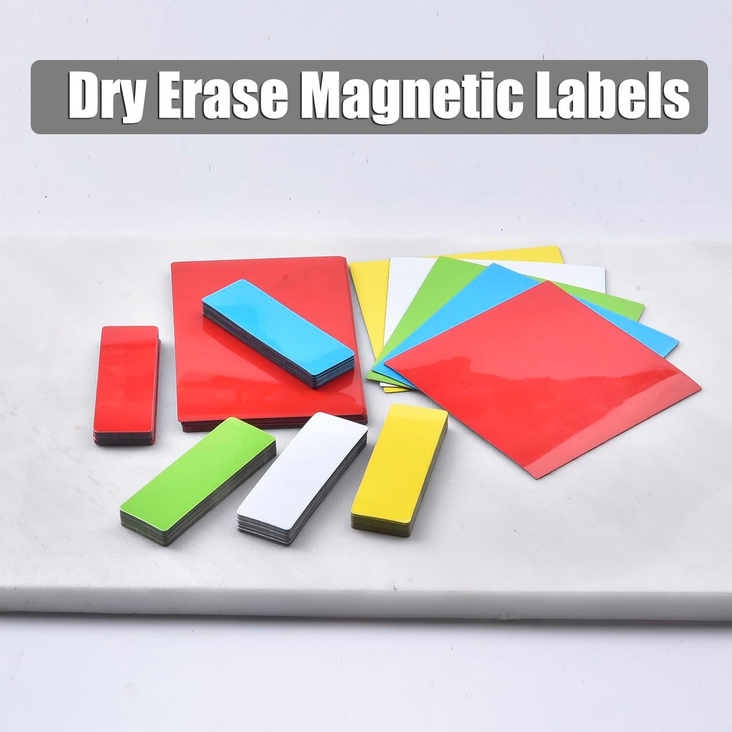 Realth Magnetic Dry Erase Labels 4''×4'' (20 Pack), Multicolor Reusable Whiteboard Magnets, Washable Magnetic Sticky Notes for Classroom, Fridge, Office