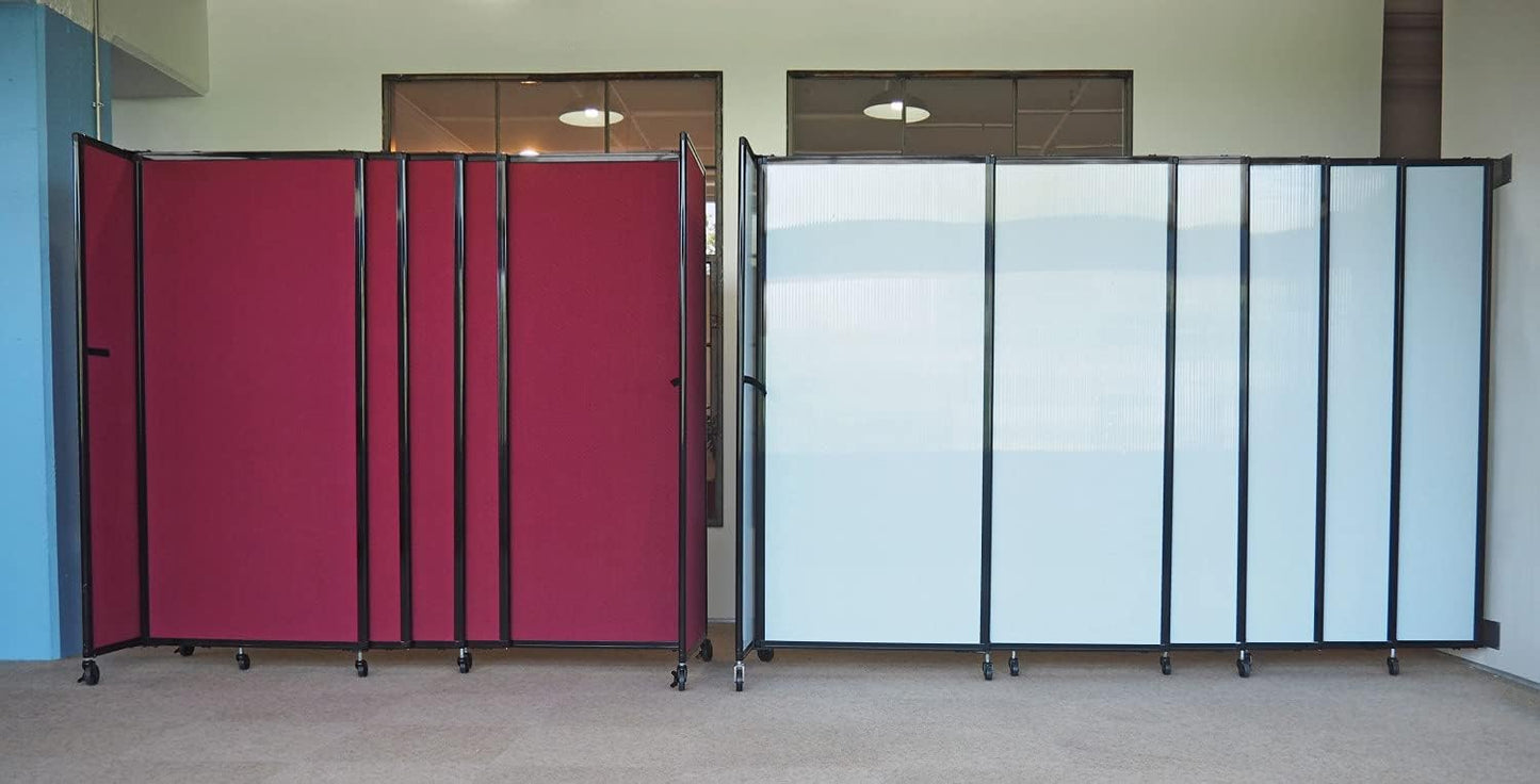 Wall-Mounted Sliding StraightWall Room Divider | Adjustable Widths | Locking Wheels | Room Separator | Up to 7'2" Wide x 6' Tall Powder Blue Fabric Panels