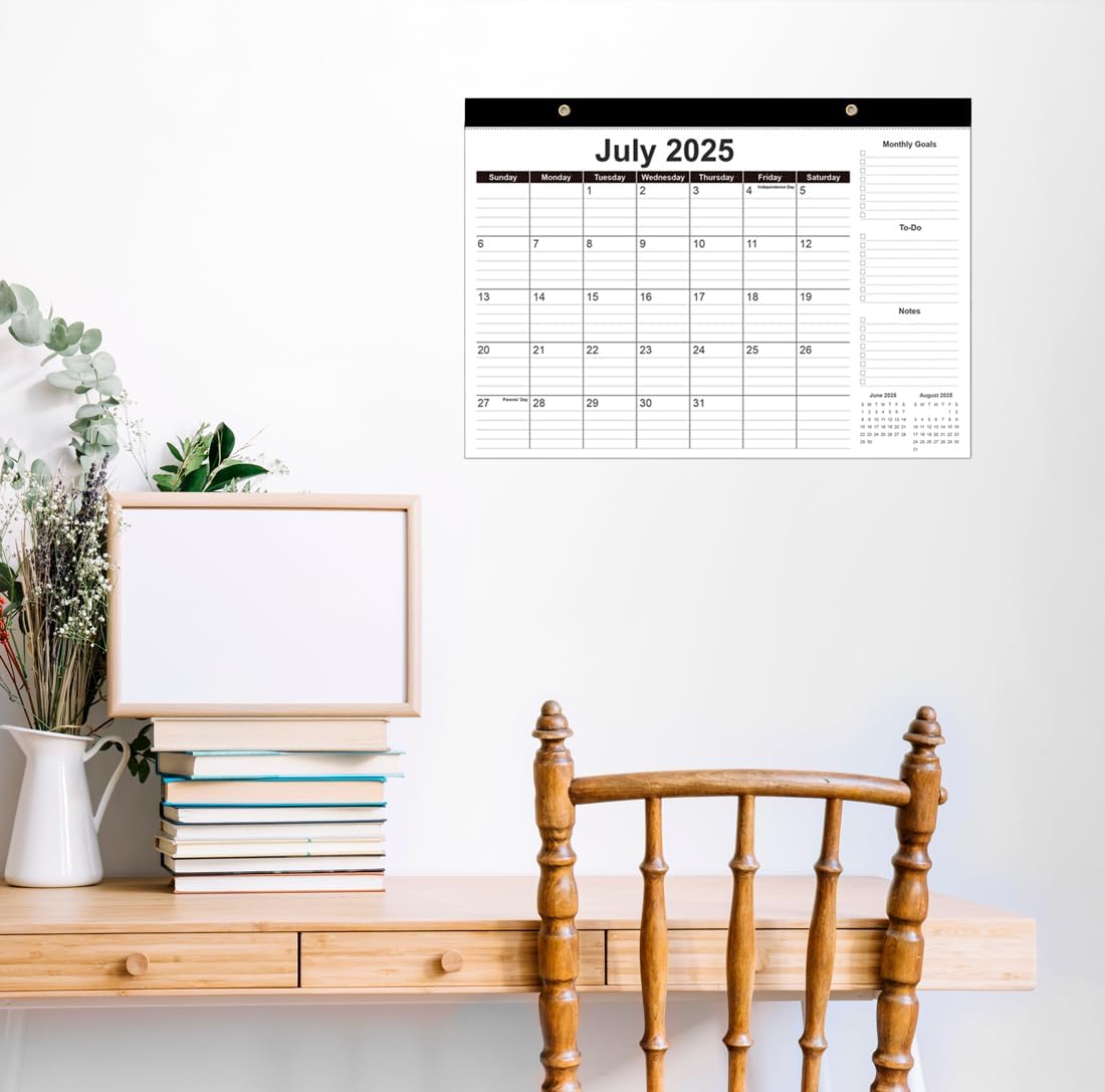 Desk Calendar 2025-2026 - 18 Months Calendar from September 2025 to December 2026, 2025-2026 Desk Calendar with Thick Paper, 12" x 17", Black