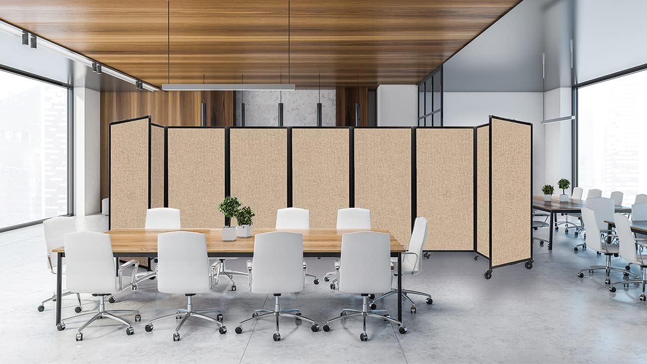 Versare Room Divider 360 Portable Wall Partition | Folding Panels | Large Freestanding Divider | Locking Wheels | Temporary Room Separator - Lumora Desk