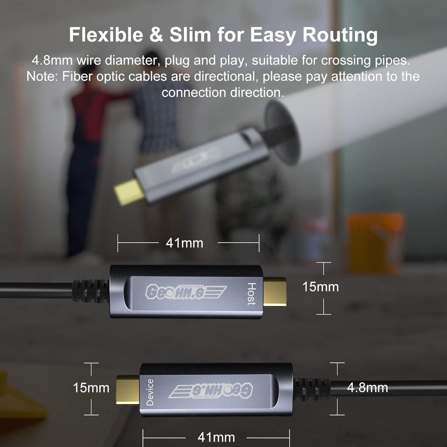 USB C to C Fiber Optic Extension Cable 10M/33FT, USB 3.2 10Gbps Long Distance Active Optical USB C GEN2 Cable for VR/AR, Quest2, Webcam, Camera, Mini PC and More - Grey