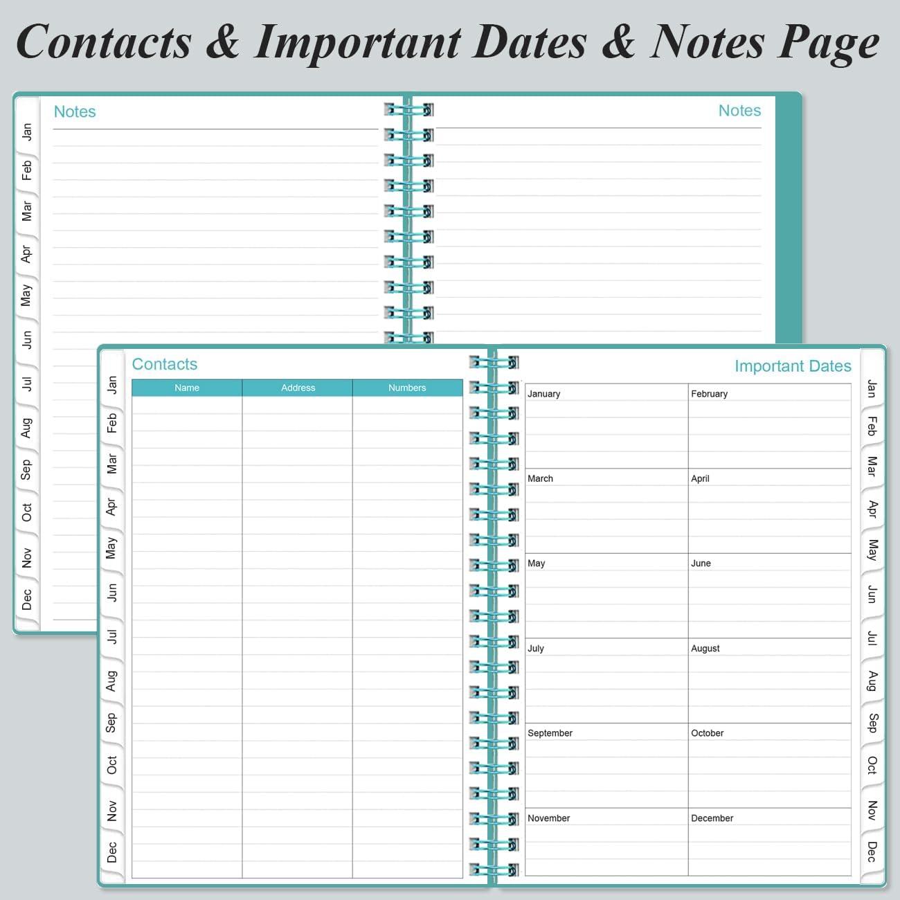 2025-2026 Planner - Academic Planner 2025-2026 from July 2025 - June 2026, Weekly & Monthly Planners Spiral Bound with 12 Monthly Tabs, Inner Pocket, 6.4" x 8.5", Teal