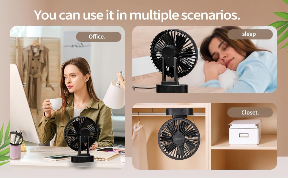 Small Fan Rechargeable,3 Speed Timable Cruise Fan with 90° Head Rotation,Portable Fans for Indoor,Outdoor,Travel,Office,Energy Efficient Ultra Usage Time Quiet Fans