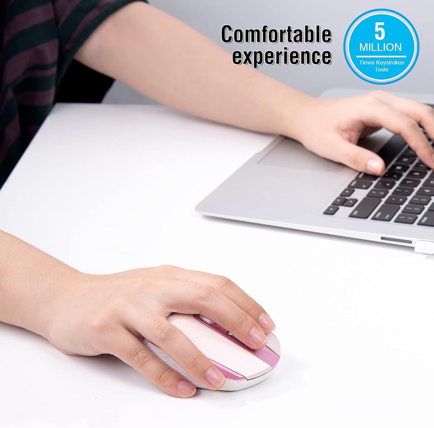 RaceGT Wireless Mouse - 2.4G Silent Cordless for Laptop, Desktop, MacBook, PC - 6 Buttons, 3 Adjustable DPI