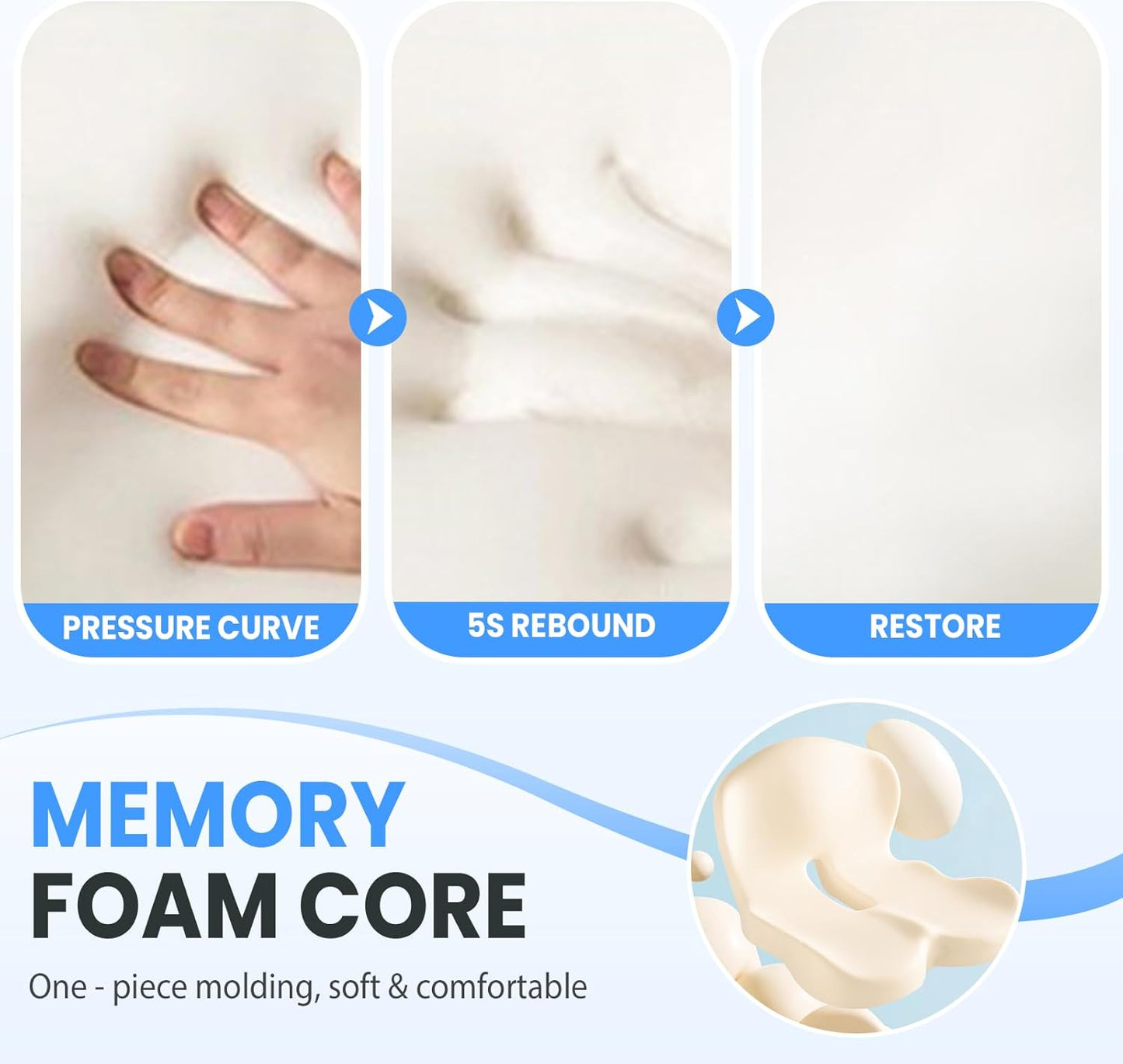 Back and Seat Cushion, 2025 New Ergonomic Non-Slip Memory Foam Seat Cushion with Back Support, L-Shaped Breathable Seat Cushions for Car, Office, Home (Mixed Gray)