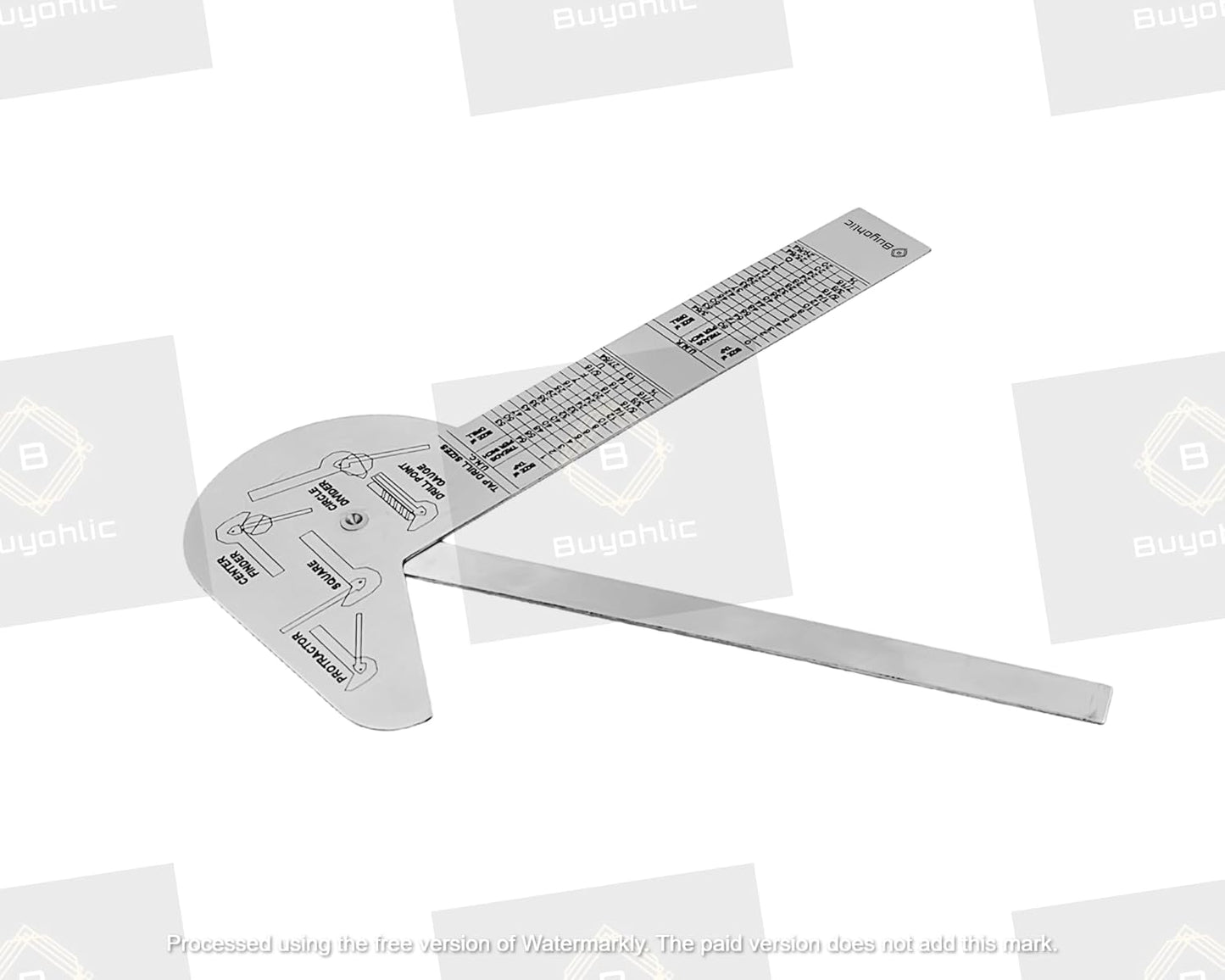 Buyohlic Multi Purpose Protractor Square Rule Centre Finder Drill Point Gauge Hand Tools