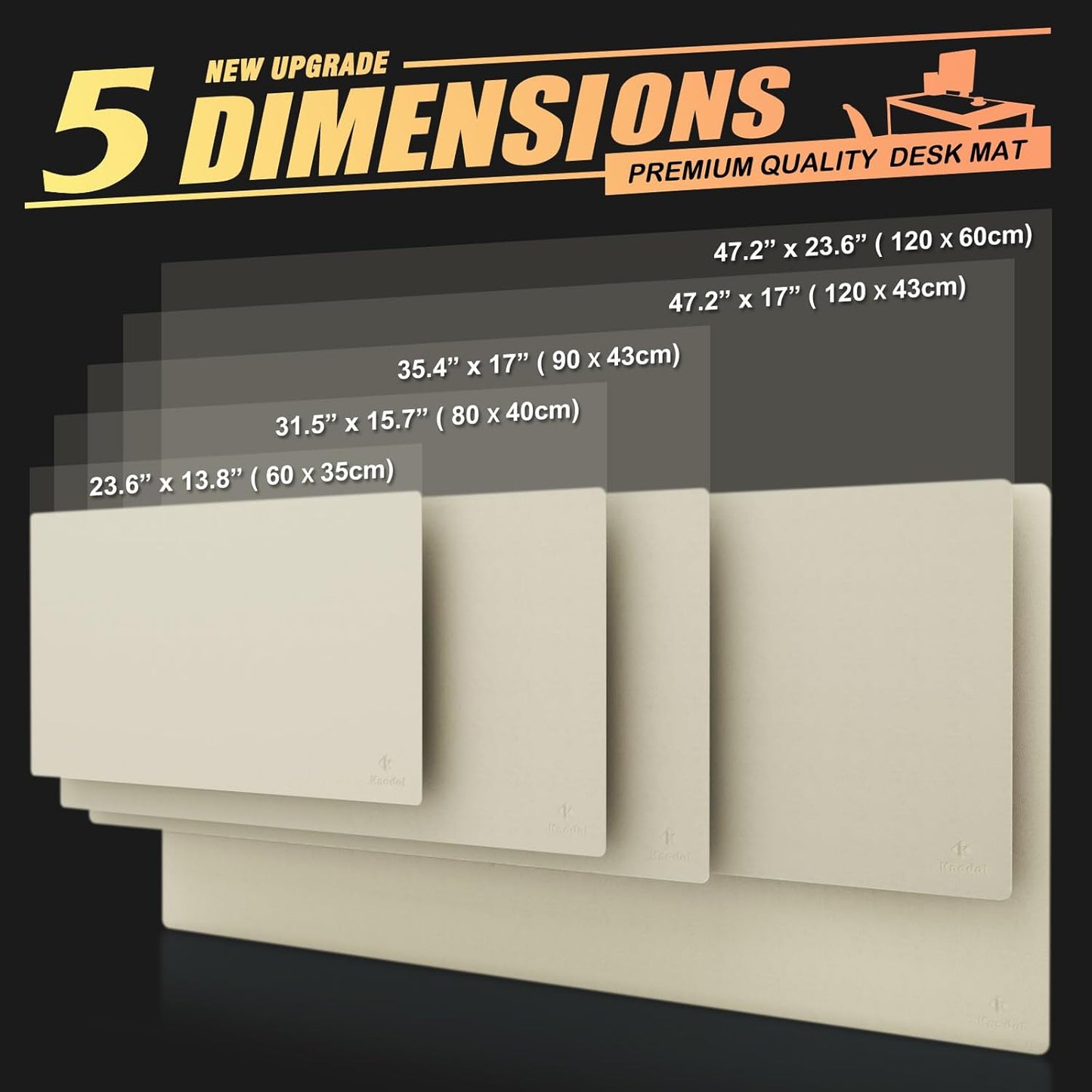 K KNODEL Large Office Leather Desk Mat, Mouse and Keyboard Pad, Computer and Laptop Mat, Desktop Protector and Cover, Writing Pad and Blotter (47.2"x17", Ivory Cream)