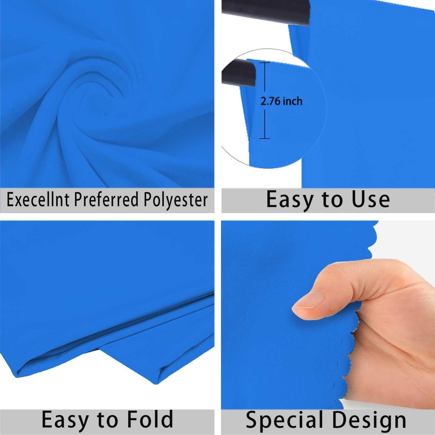 Blue Photo Backdrop for Photoshoot Blue Background for Photography Photo Backdrop Curtain for Party 5 x 7 FT