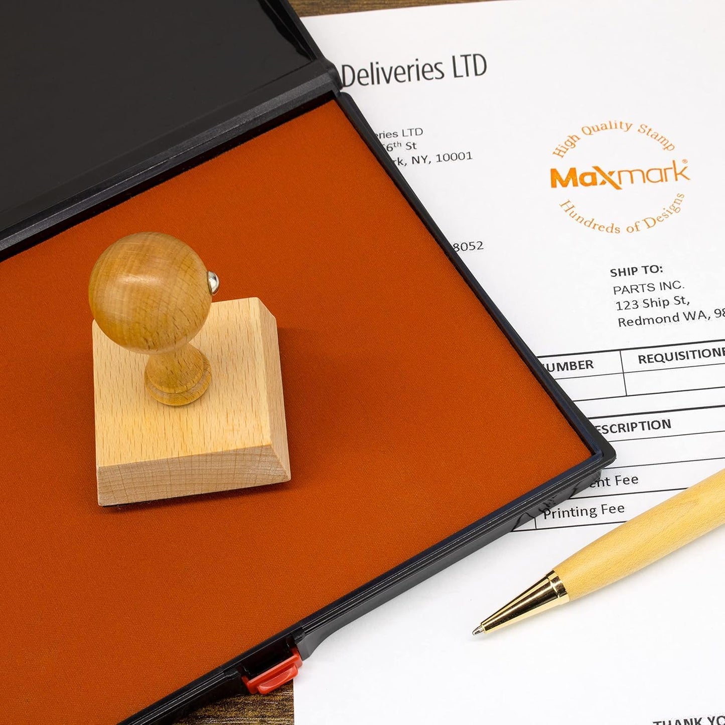 Large Premium Olive Green Ink Stamp Pad - 5" by 7" - Quality Felt Pad - Case with Closing snap