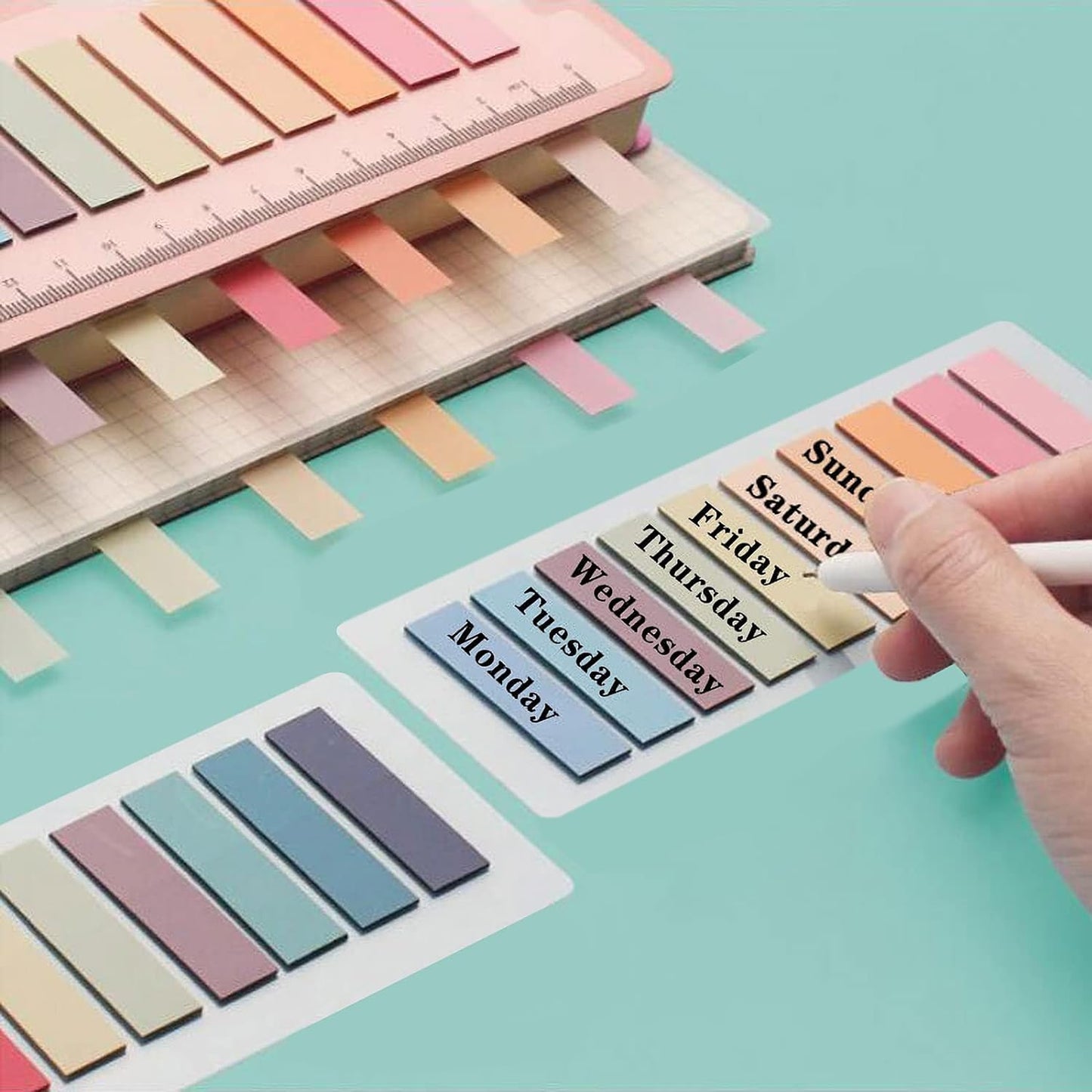 ELII 5400PCS Books Tabs for Annotating,Sticky Tabs Clear Sticky Notes, Morandi Page Markers for Notebooks, Multi-Colored Writable and Repositionable Book Flags Strip
