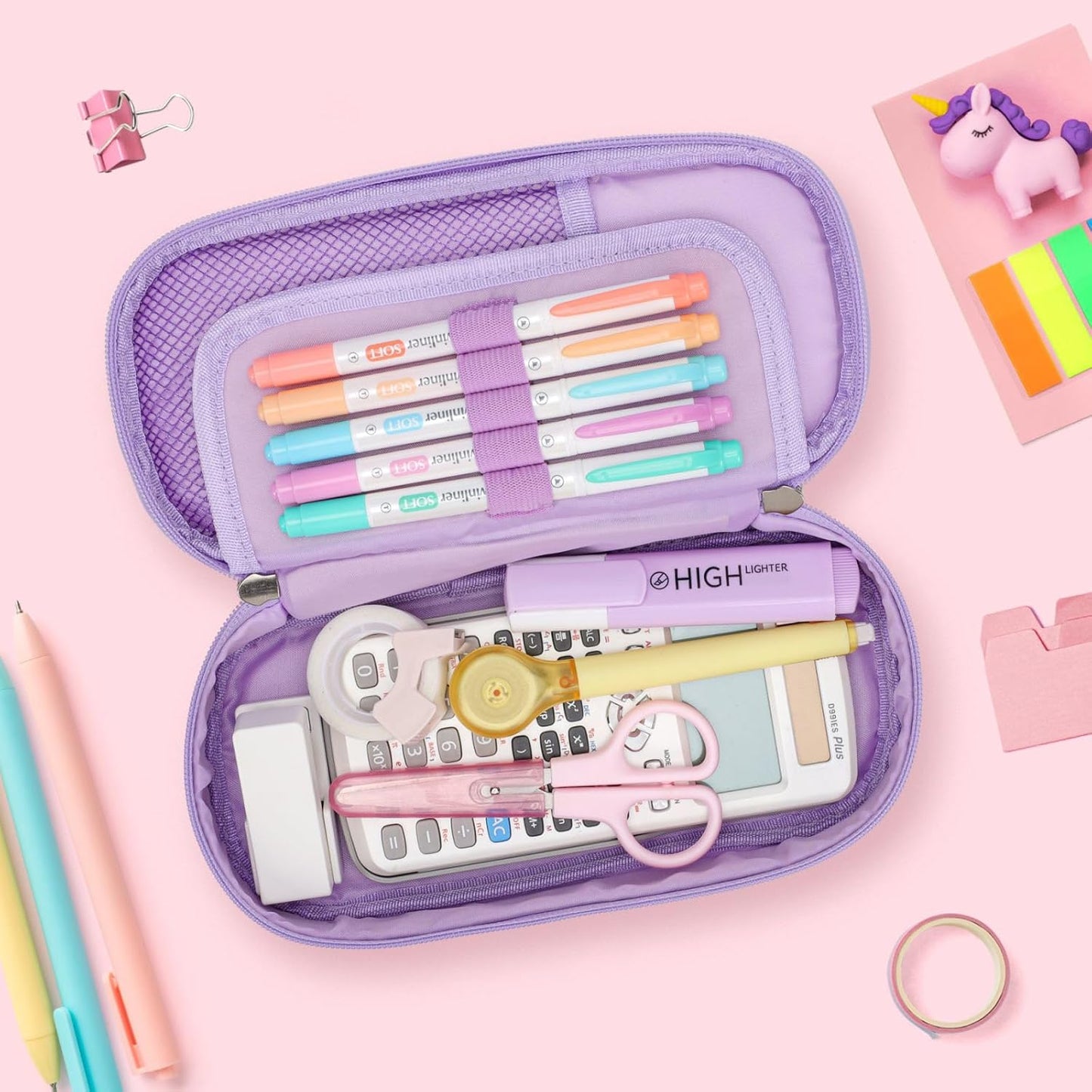 Bagseri Pencil Case for Girls - Large Capacity Pencil Case for Kids Pencil Pouch Pencil Box, Multifunction Pencil Bag with Compartments for Girls Kids Teen, Pen Case Only (Purple Pink Tie-dye)