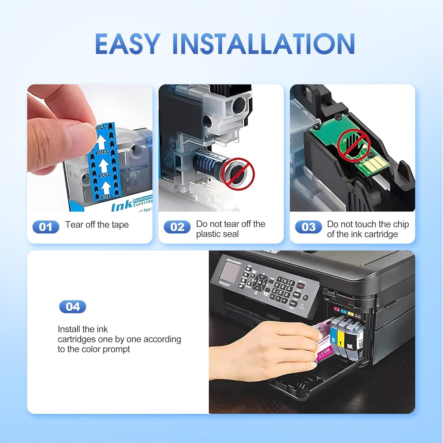 LC406 Ink Cartridges for Brother Printer for Brother LC406 LC406XL Ink Cartridge Work for MFC-J4535DW MFC-J4345DW MFC-J4335DW MFC-J5855DW MFC-J5955DW MFC-J6555DW MFC-J6955DW Printer (4 Pack)