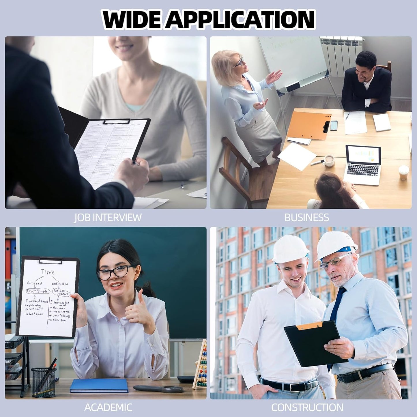 Clipboard Folder, A4 Foldable Clipboard with Horizontal and Vertical Double Metal Clips, 360 Degree Foldable Binder Clipboards with Pen Holder, File Cover Work Folder Clipboards, Orange