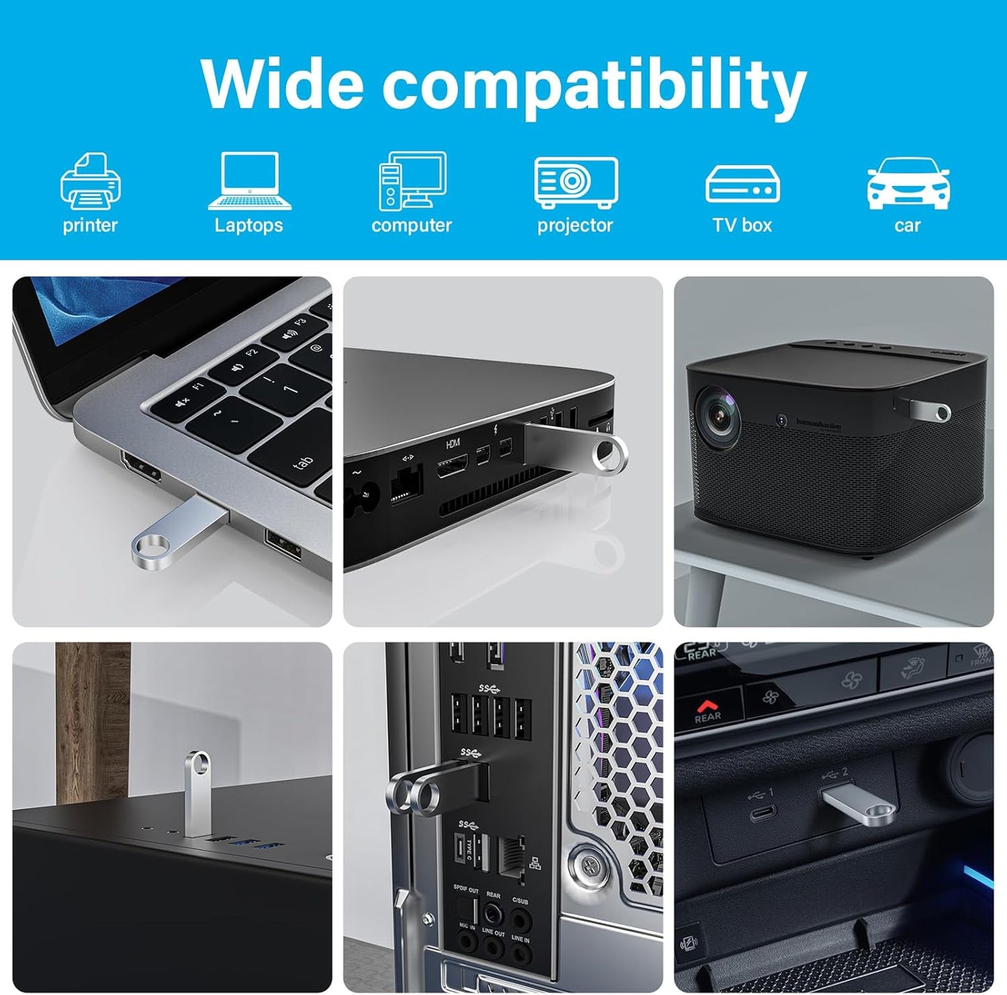 ABLAZE Custom Flash Drive 512MB 10 Pack, Personalized USB with Your Logo Metal Thumb Drives USB 2.0 Memory Stick Pendrive (Sliver)