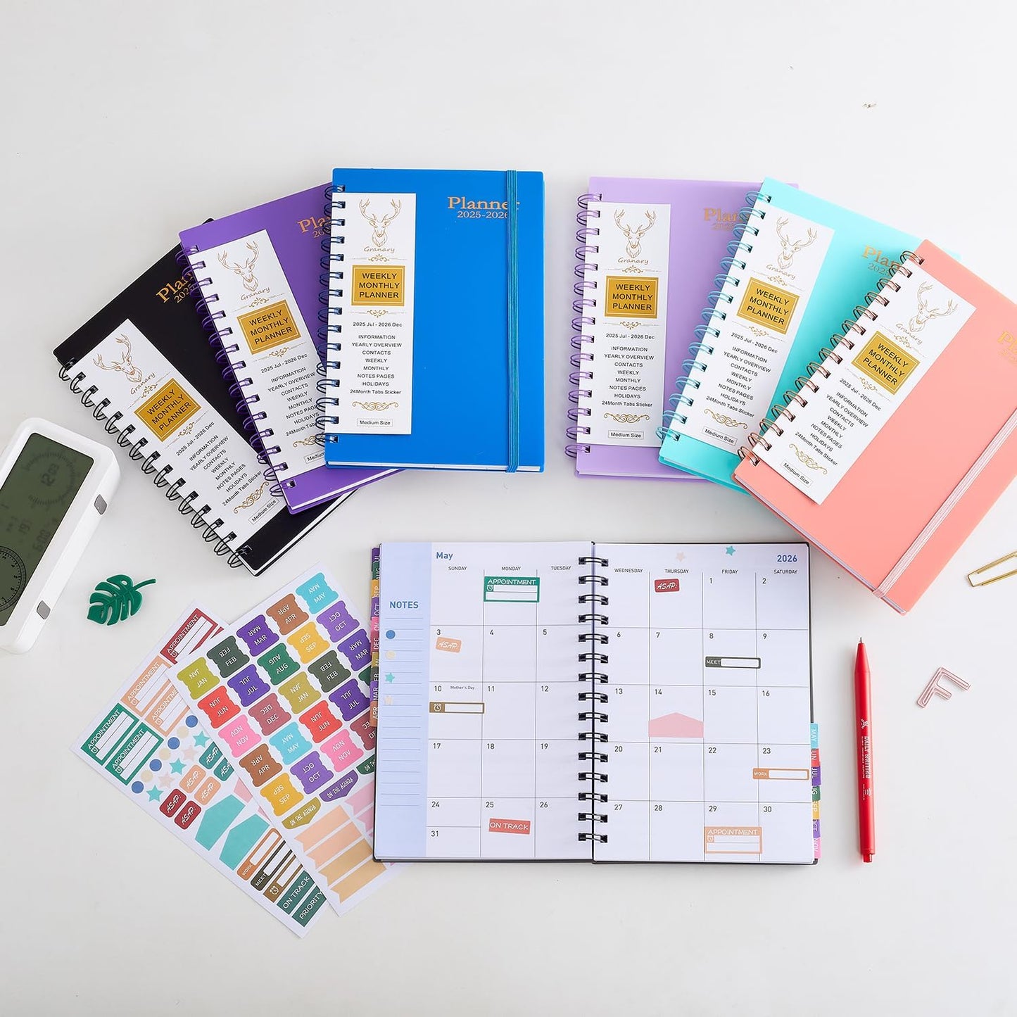 Daily Planner 2025-2026, Weekly and Monthly Planner 2025-2026 Academic Year, July 2025-December 2026 Calender Planner, 8.2"×5.5", 18 Months (JUL.2025-DEC.2026 Black)