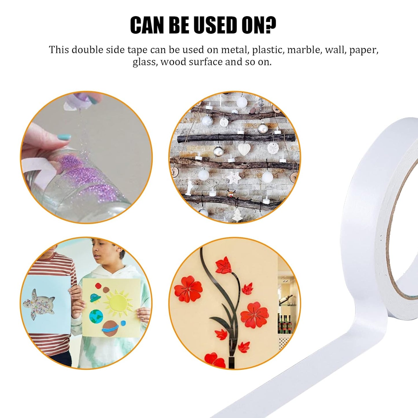 Double Sided Tape for Clothes, Fabric Tape, Double-Sided Hem Tape for Hemming, Clothing, Scrapbook Supplies, Gifts Box, Scrapbooking, Tear-by-Hand, 6 Roll Heavy Duty Multi-Size Adhesive Tape