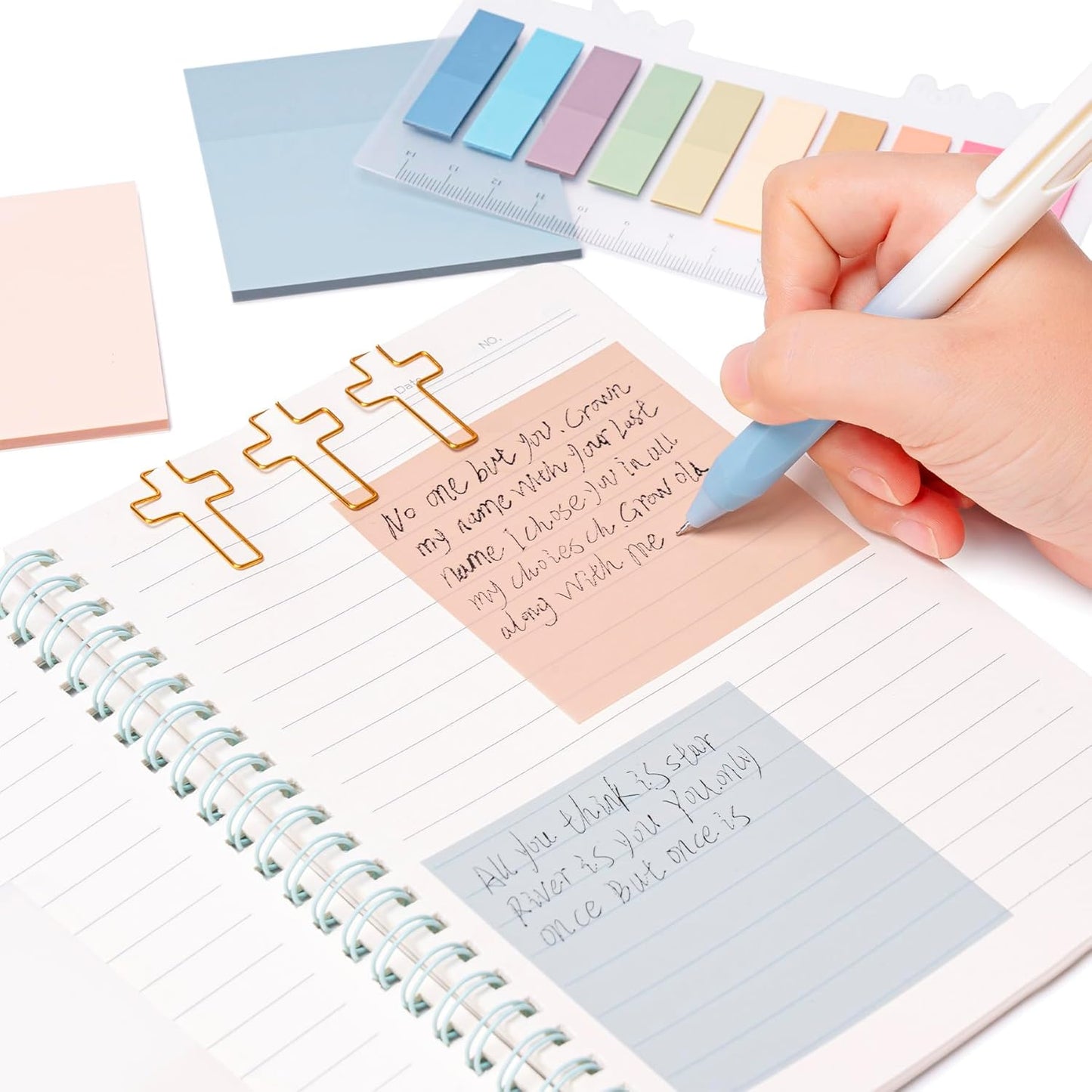 No Bleed Bible Highlighter Pen Set Study Supplies for Women - Pencil Pouch,12 Highlighters with 75 Tabs, 16 Gel Pens ( Black & Color Ink ) Notebook - Bible Journaling Catholic Christian Gift, Green