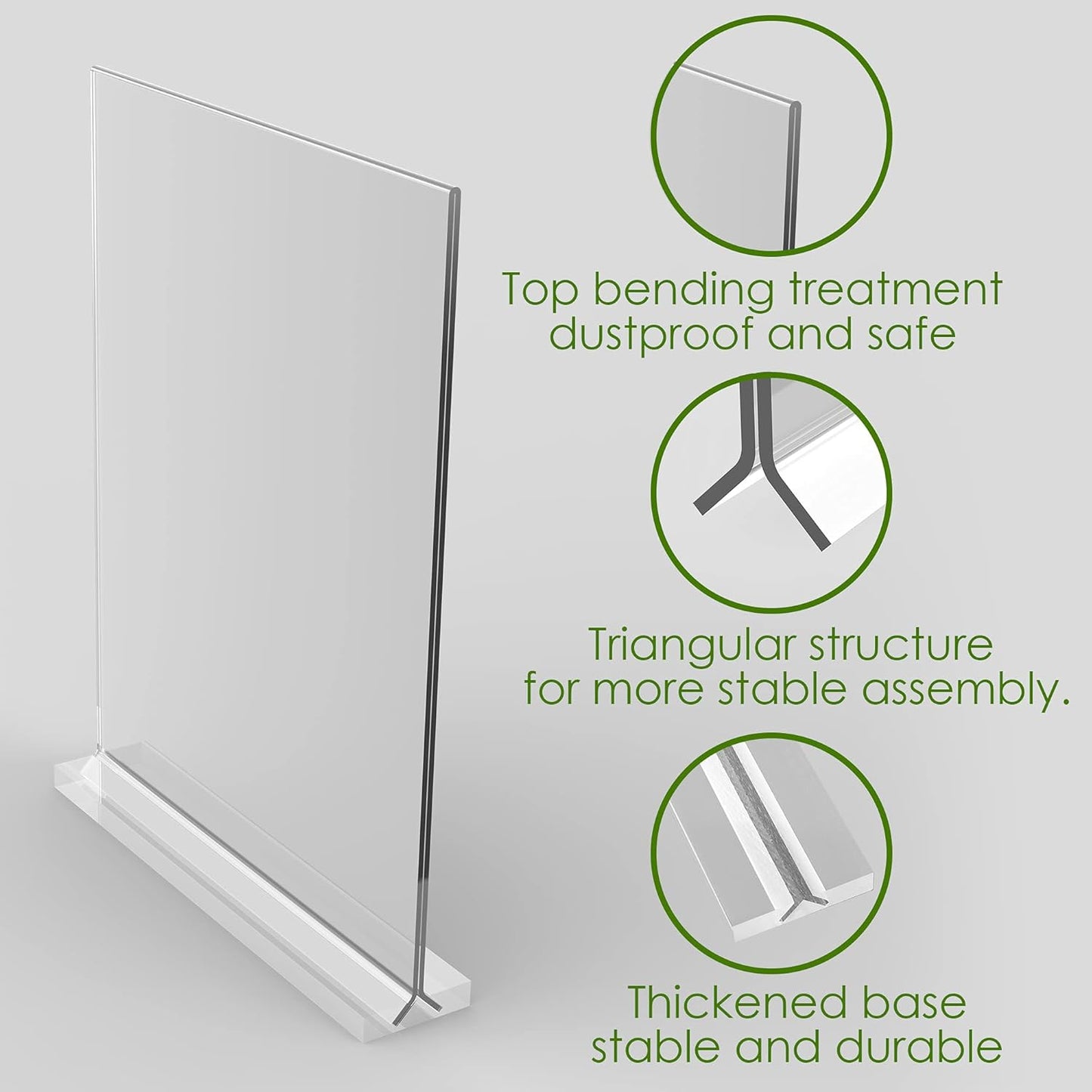 newnewshow Acrylic Sign Holder 5.5x8.5 Inch 3 Pack Vertical T Shape Double-Sided Desktop Display Holder. (Optional 8.5x11 8.5x5.5 5x7 Horizontal and Vertical)