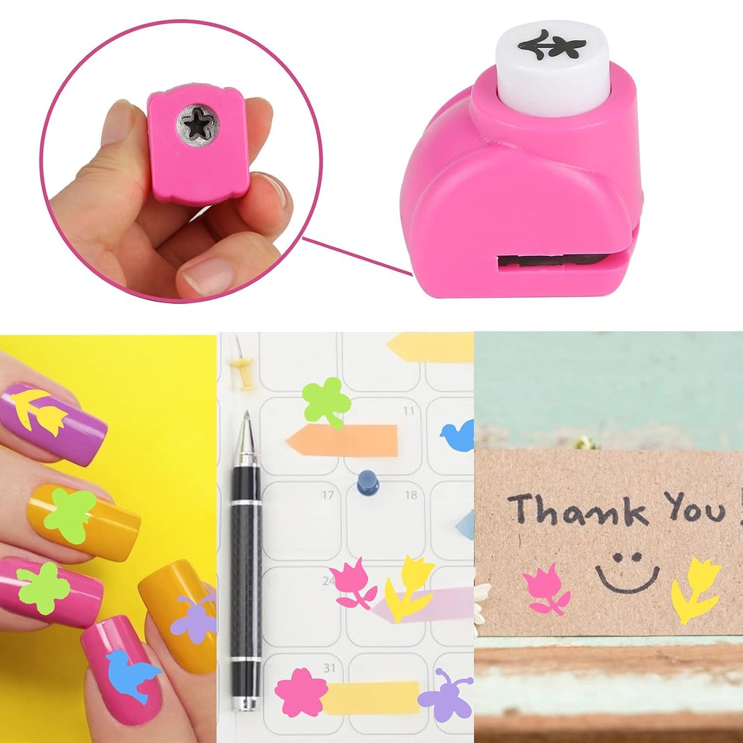LOVEINUSA 10 PCS Flower Shaped Craft Hole Punch Set for DIY Crafting, Scrapbooking,Tissue Paper for Gift Bags, Festival Wedding Paper DIY Projects, Gift Tags, Mini Cutter Nail Arts Crafts