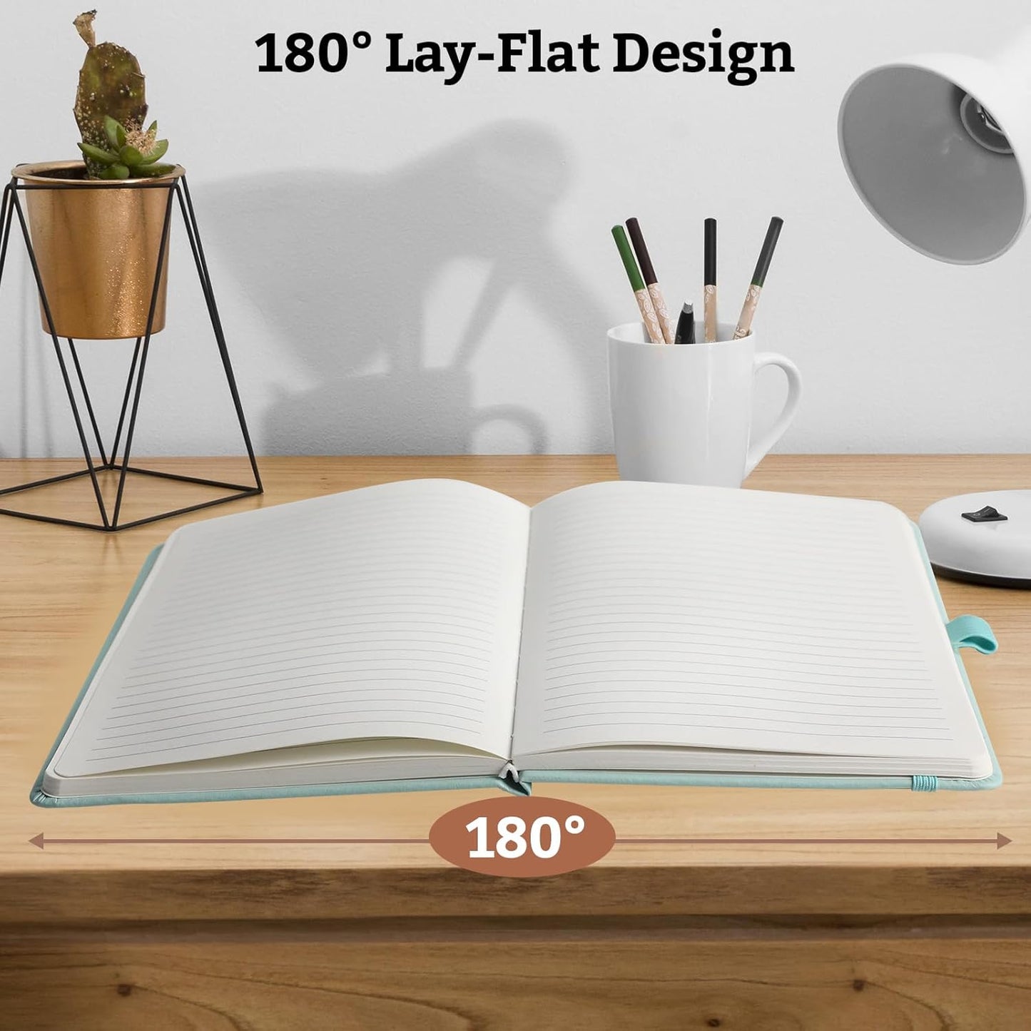 2Pack Lined Hardcover Journal Notebook, A5 192 Pages 100Gsm Thick Paper College Ruled for School,Note Taking,Work,Diary,5.7"*8.3",Light Green