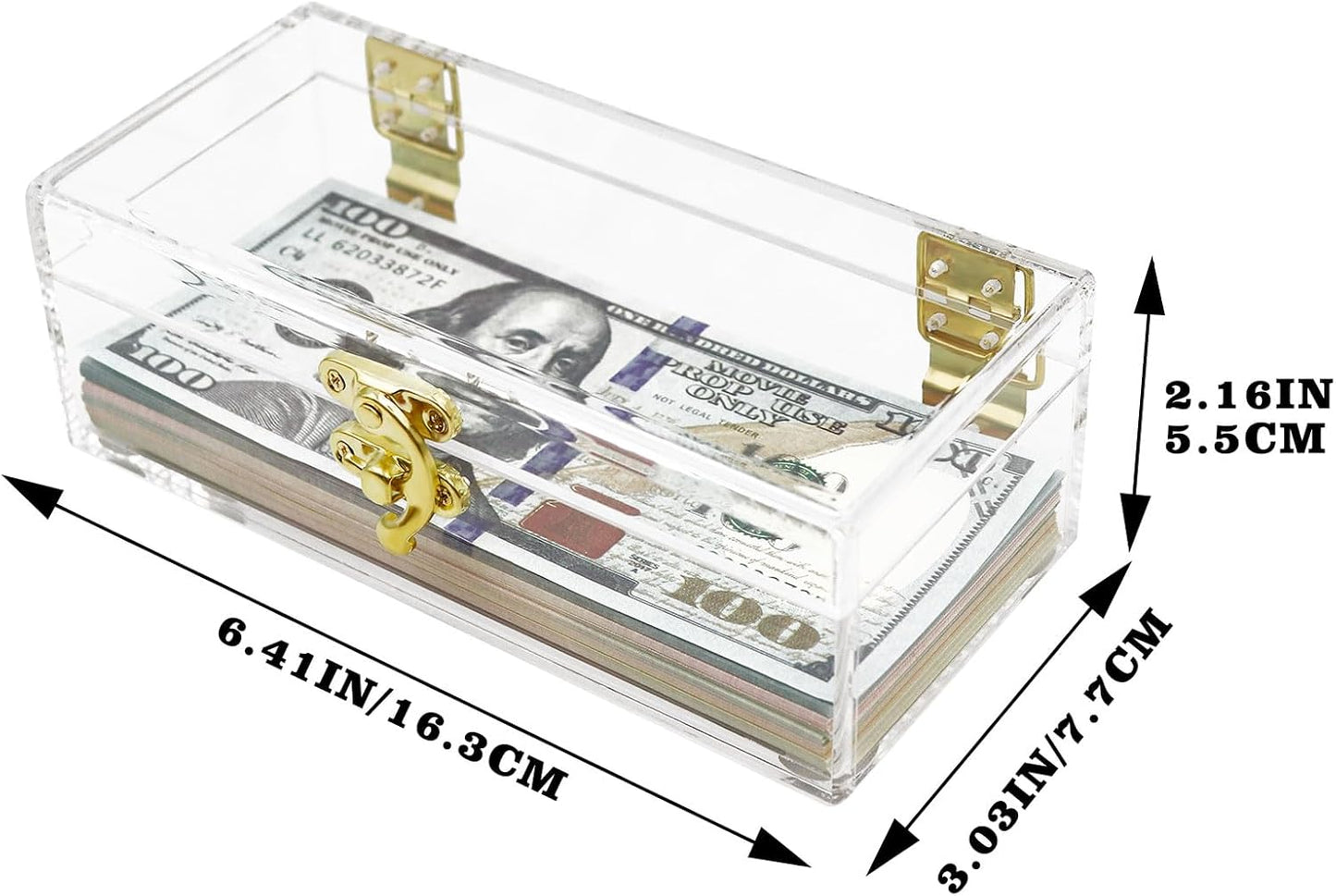 Transparent Acrylic Lockable Cash Box, Clear Piggy Bank, Money Holder, Single Row Currency Tray, Money Organizer