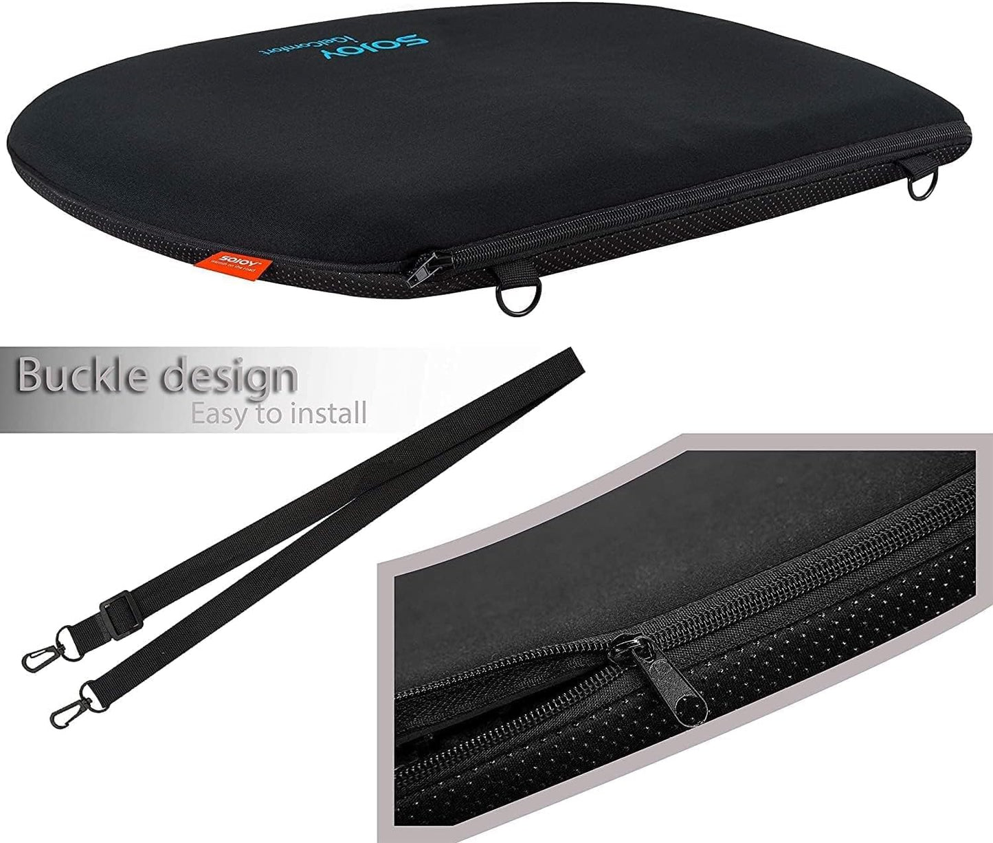 Sojoy Coccyx Gel Seat Cushion- Orthopedic Memory Foam Chair Cushions for Home Kitchen Office Desk Car Truck Airplane (Black)