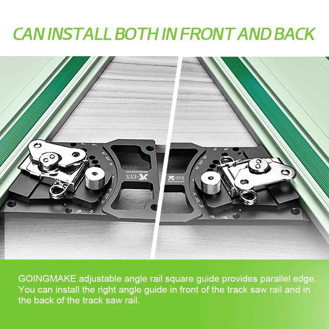 Adjustable Angle Track Saw Square with -60° to 60° Quick Positive Stop,Guide Rail,Protractor,90 Degree Right Rail Guide Compatible with Festool and Makita