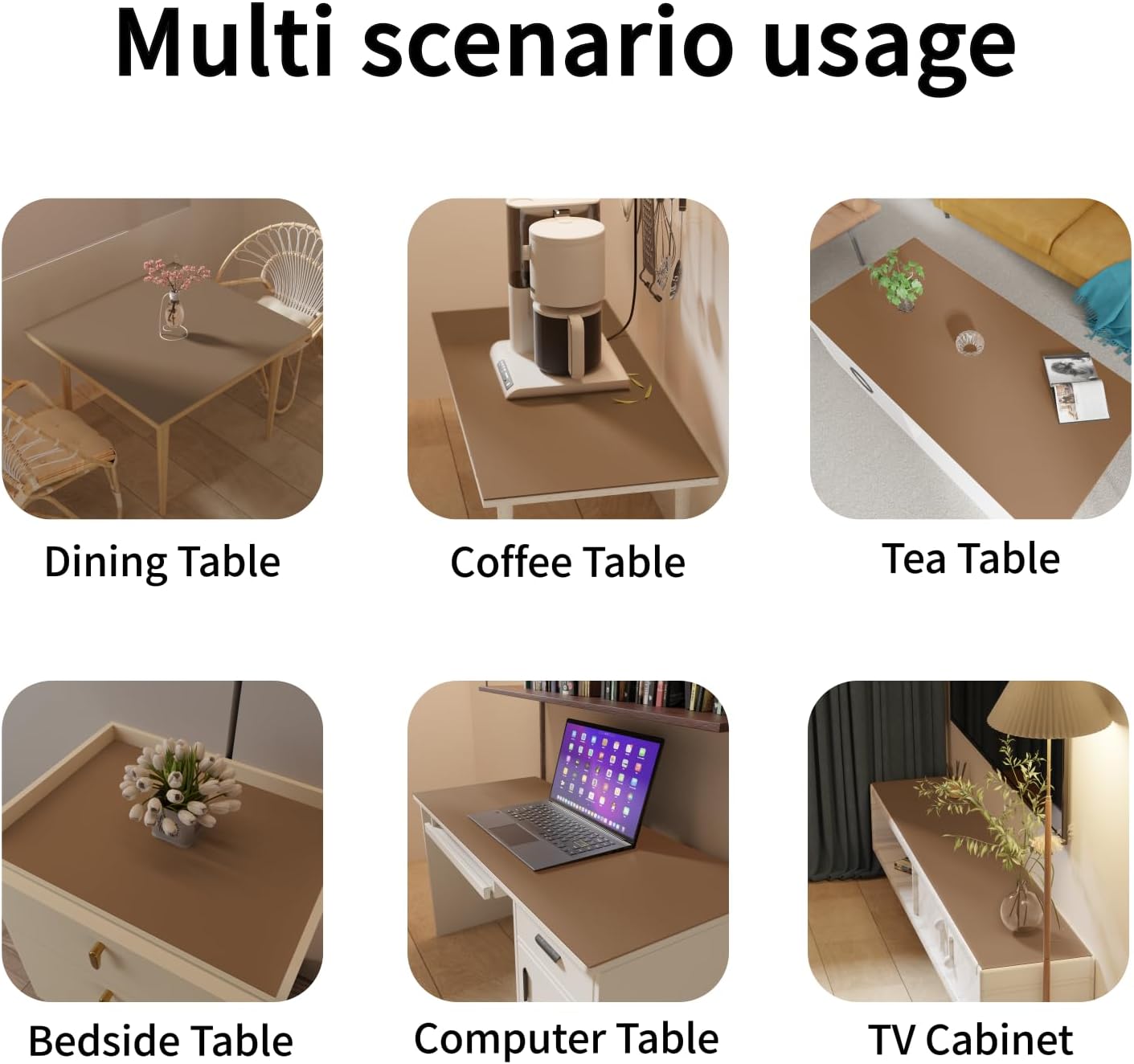 Leather Desk Mat,1.8mm Thick,16x72 Inch Desk Cover,Desk Protector Mat,Dresser Cover Top,Nail Table Mat,Dresser Cover,Quartz Countertop Protector(Mud Color+Champagne Gold,16x72)