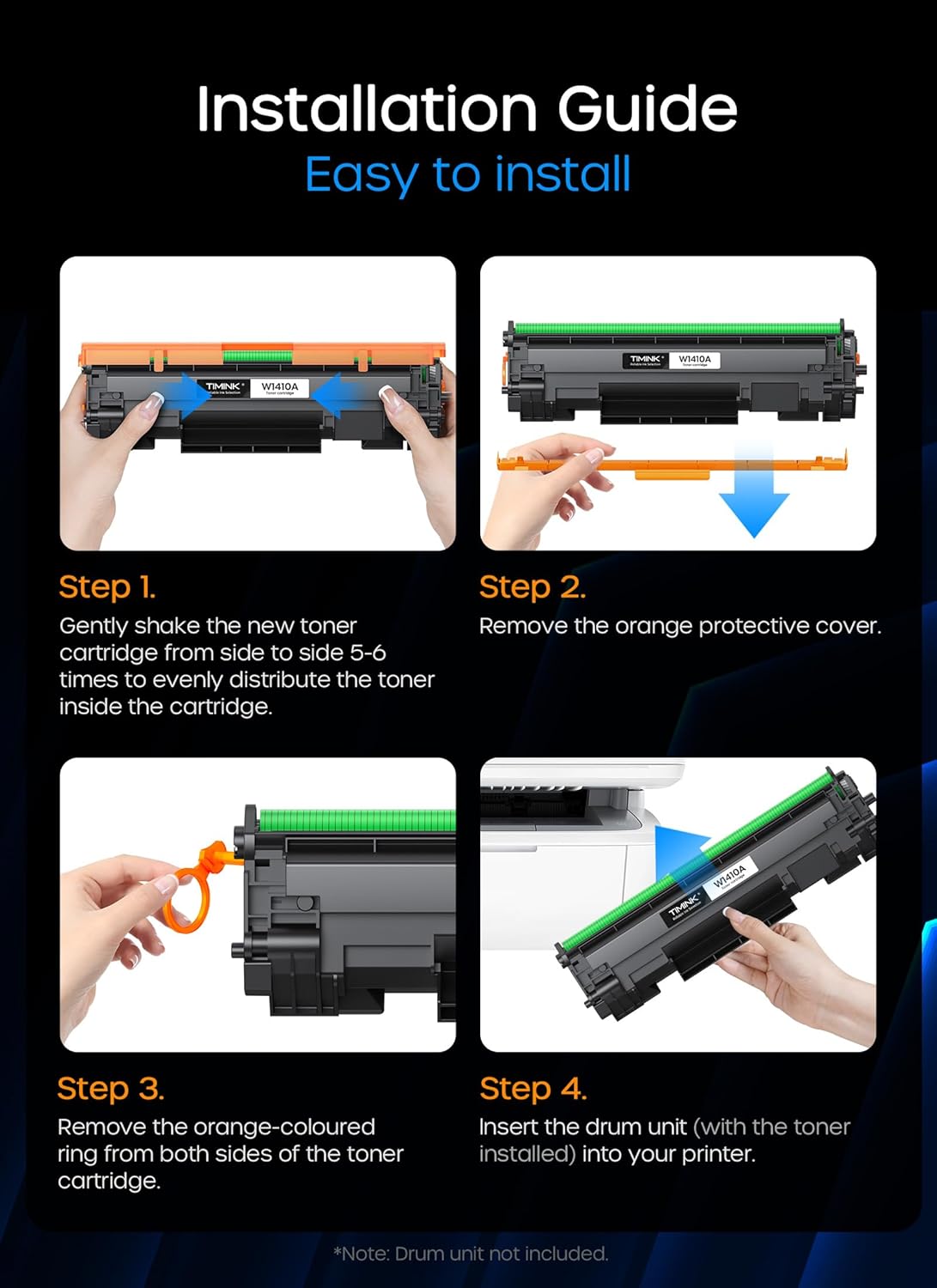 141A Toner Cartridge with Chip, High Yield Replacement for HP 141A W1410A 141X W1410X Black Toner Cartridge, Compatible with LaserJet Pro M110w MFP M139w M140w Printers(2 Black)