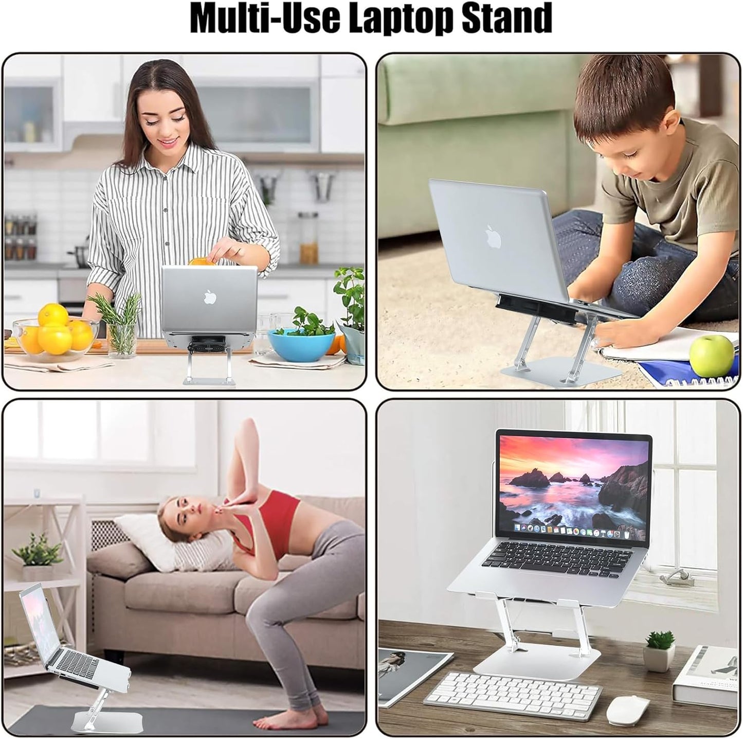 Adjustable Laptop Stand with Cooling Fan, Aluminium Alloy Multi-Angle Computer Holder for Desk, Portable Notebook Metal Mount Compatible with MacBook, Air, Pro, Dell, Alienware All Laptops 11"-17.3"