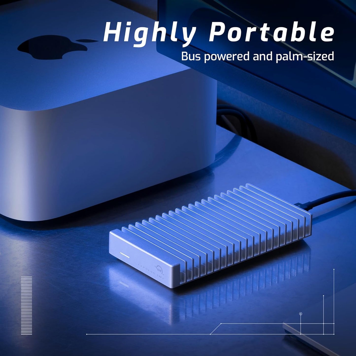 OWC 4TB Express 1M2 40Gb/s Portable NVMe SSD USB4 (Thunderbolt Compatible/USB-C) Ultra Fast External SSD Drive with Aluminum Heat Sink Enclosure